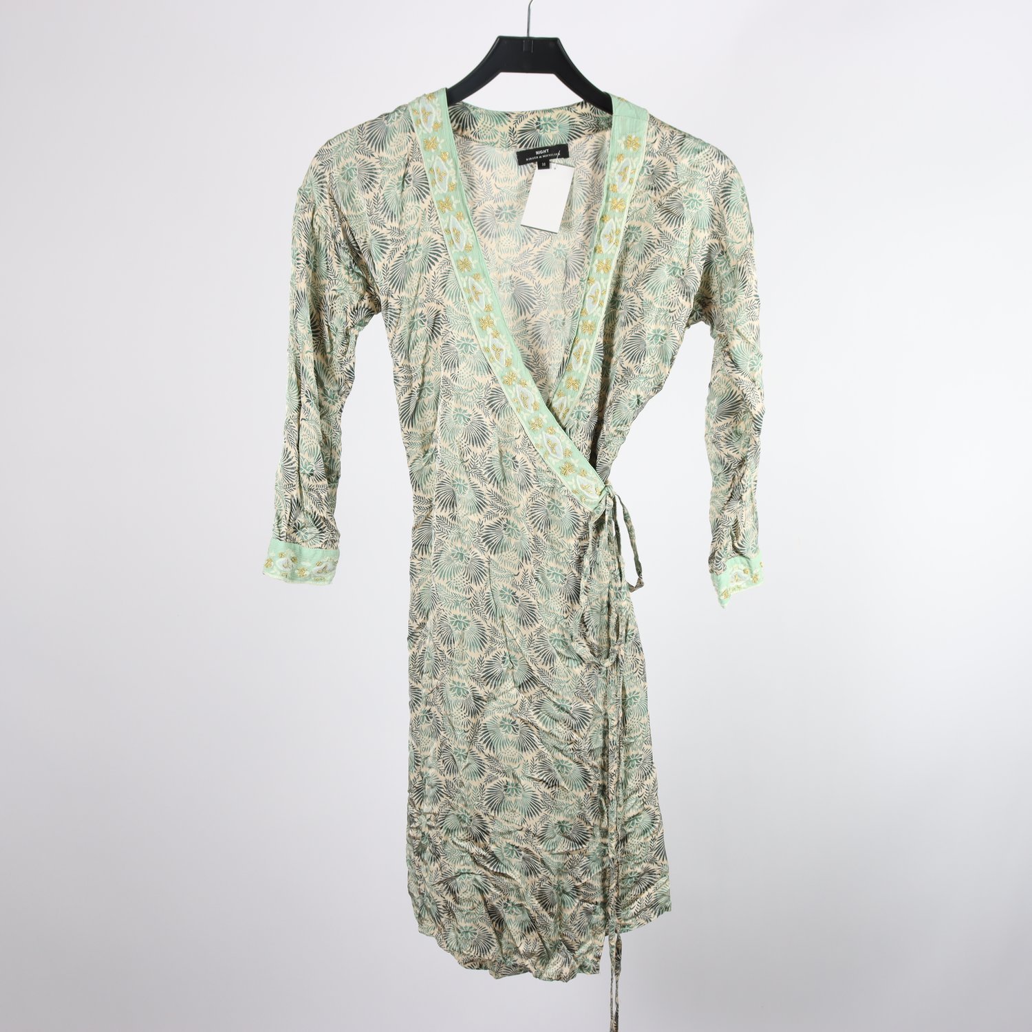 Omlottlänning, Day Birger et Mikkelsen, grön, beige, mönstrad, stl. 38