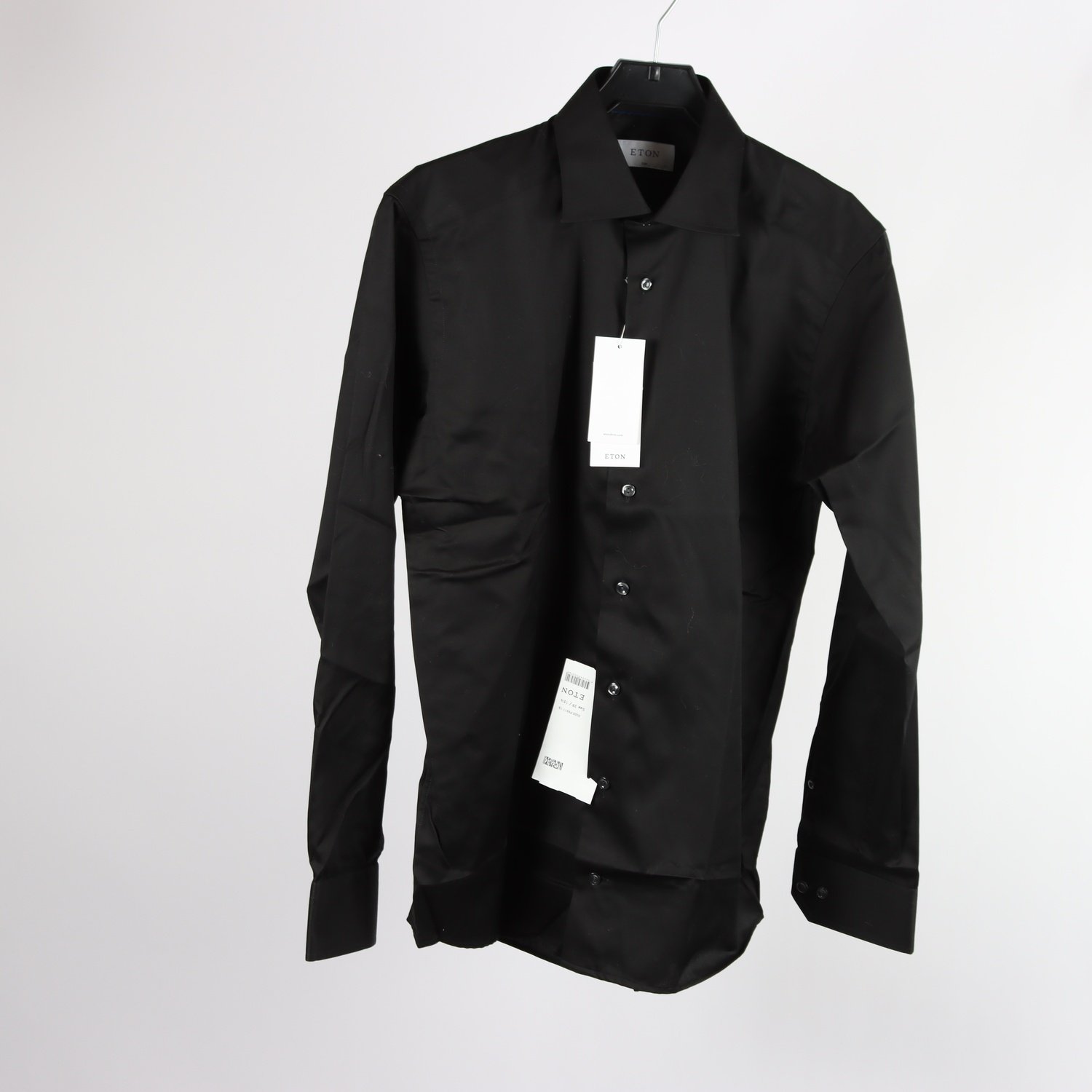 Skjorta Eton, svart, 100 % bomull. stl. 39 15½ (M)