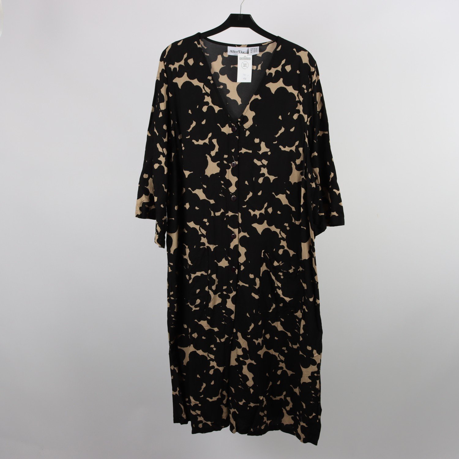 Klänning, Alice Dot, svart, beige, mönstrad, stl. 50-52