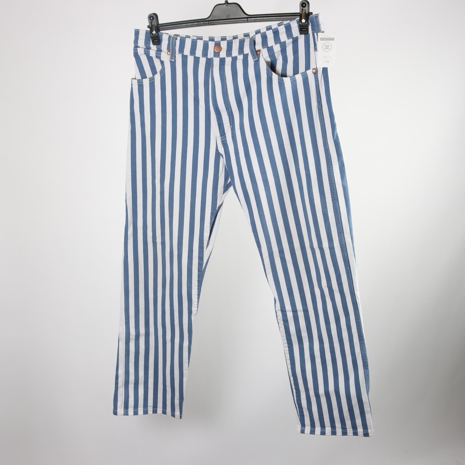 Jeans, Wrangler, blå/vit, randig, stl. W32 L32