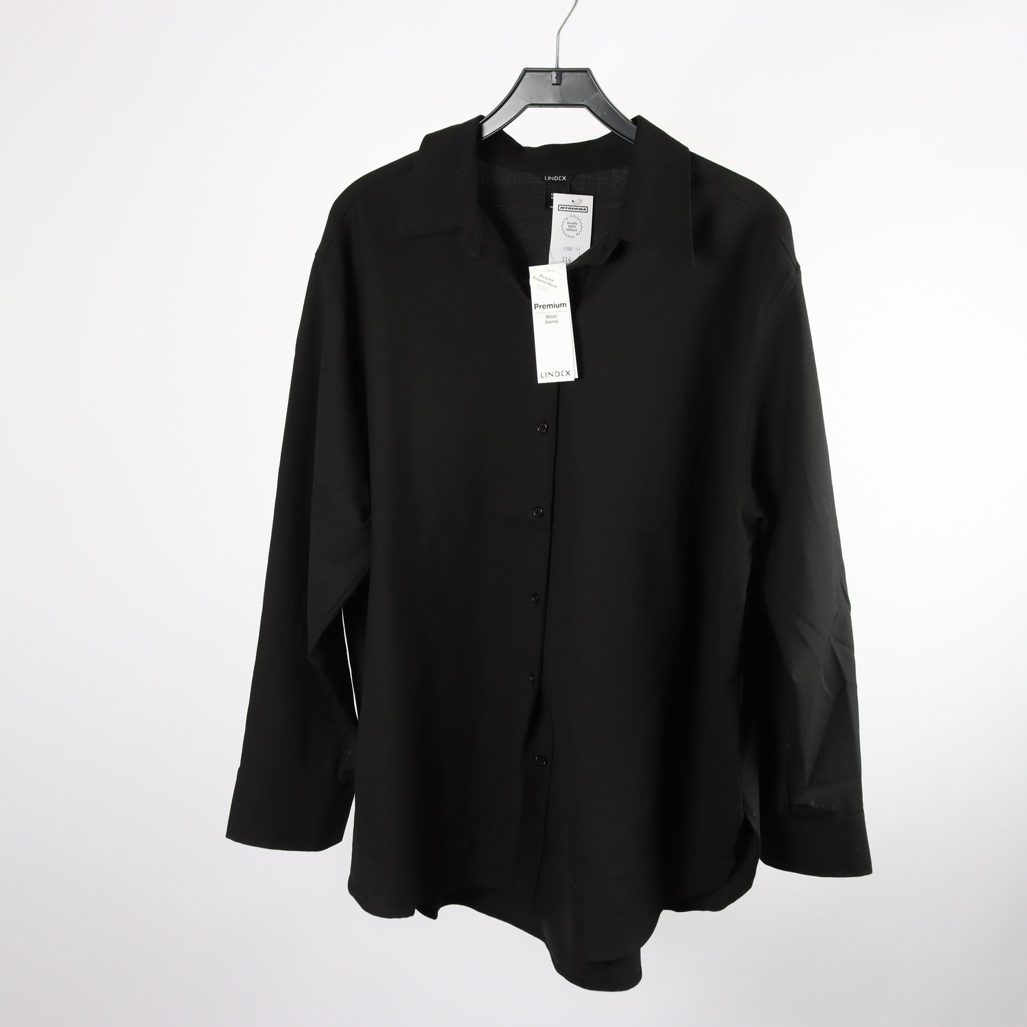 Blus, Skjorta, Lindex svart, 44 % ull, stl. XL