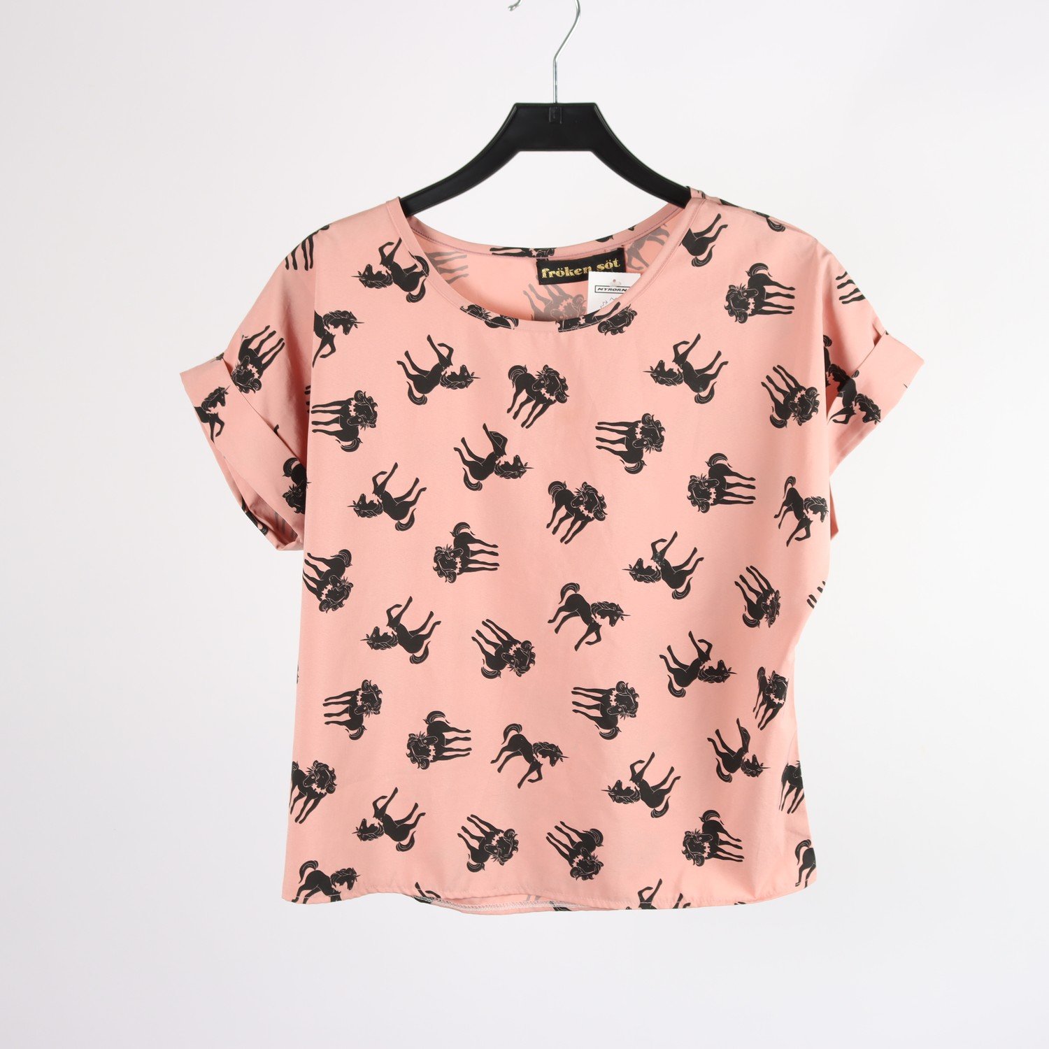 Blus, Fröken Söt, gammelrosa, hästar, stl ca. M