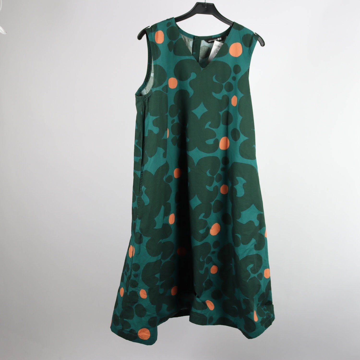 klänning, Marimekko x Uniqlo, grön, mönstrad, 100 % bomull., stl. M