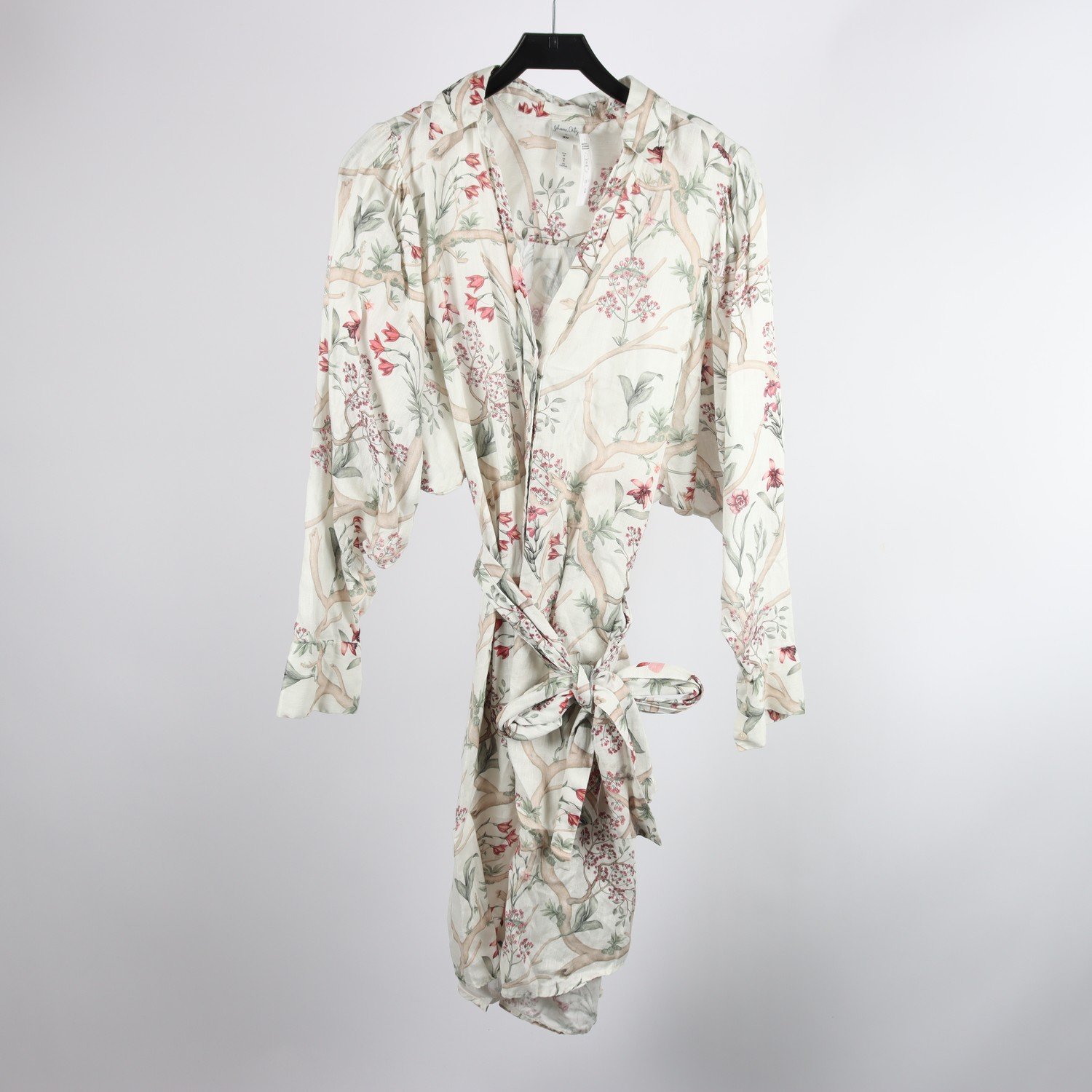 Klänning, Johanna Ortiz x H&M, vit, mönstrad, 100 % linne, stl. M