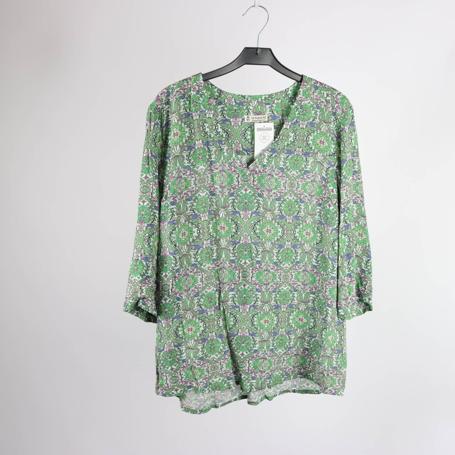Blus, Newhouse, grön, mönstrad, stl. 38