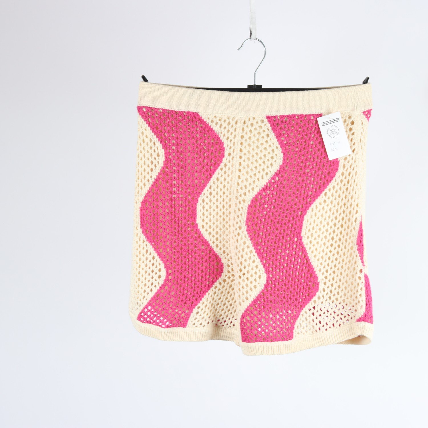 Stickade shorts, Shoeby, beige, rosa, 100 % bomull, stl. S