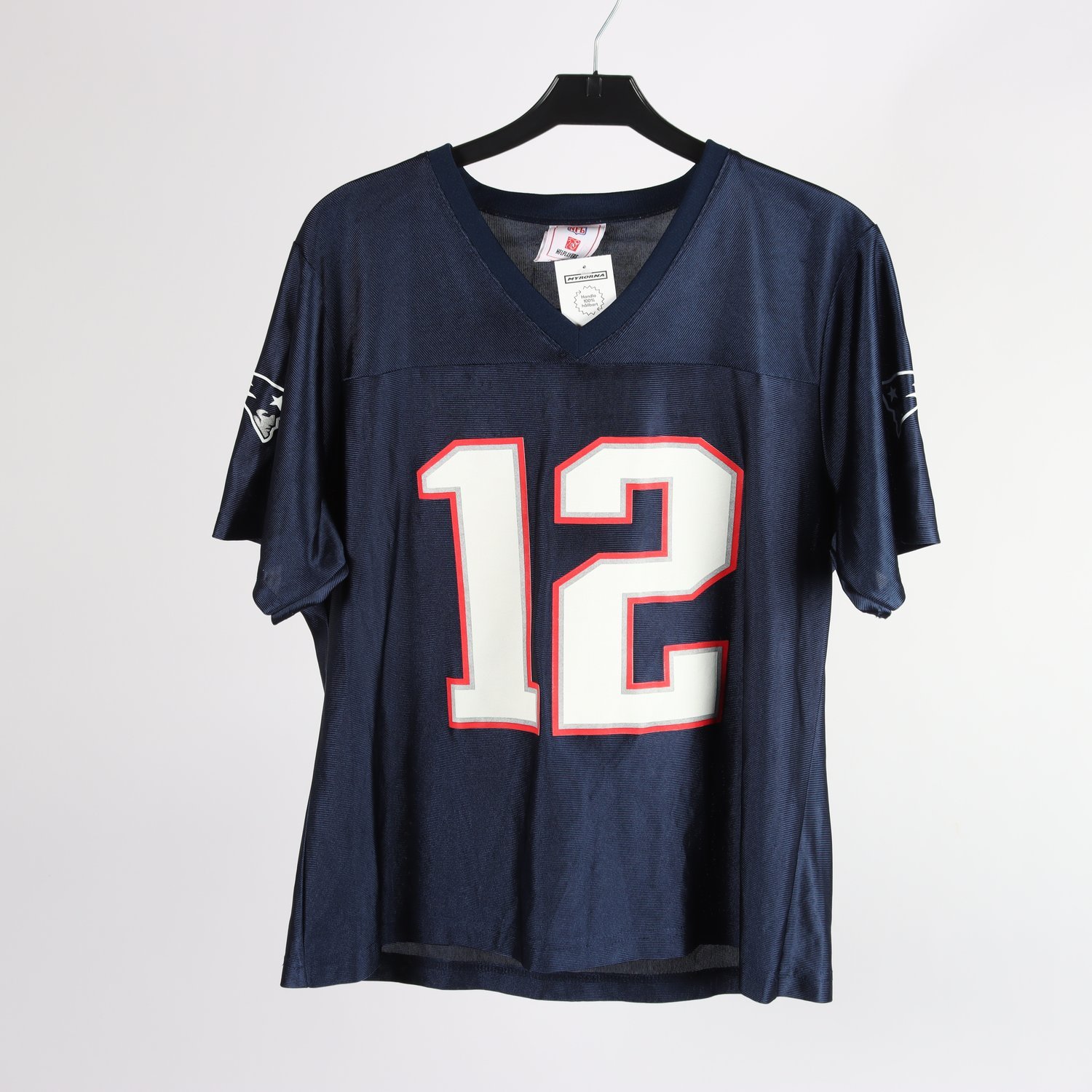 Fotbollströja, NFL, mörkblå, Brady nr. 12, stl. ca S