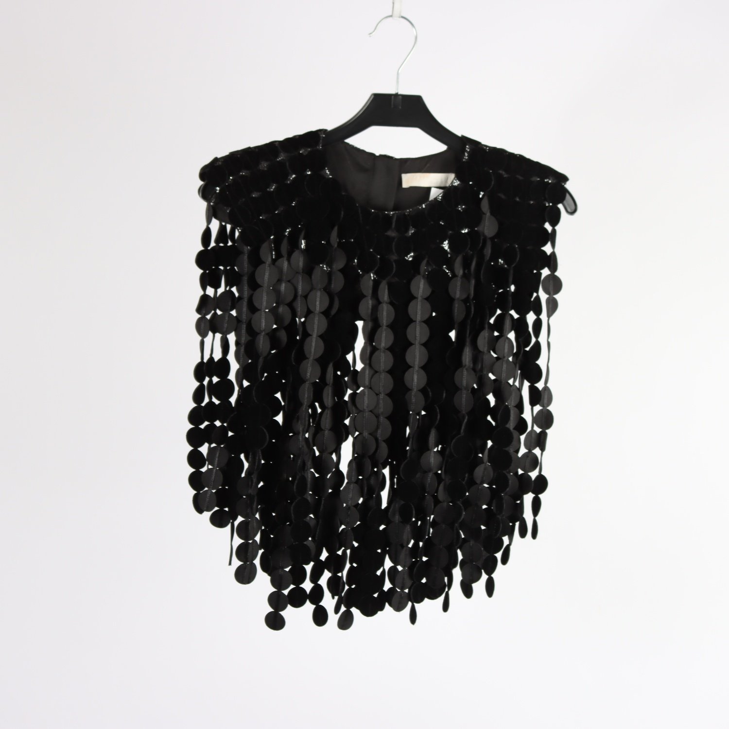 Väst, H&M, 3D-fransar, svart, sammet stl. One Size