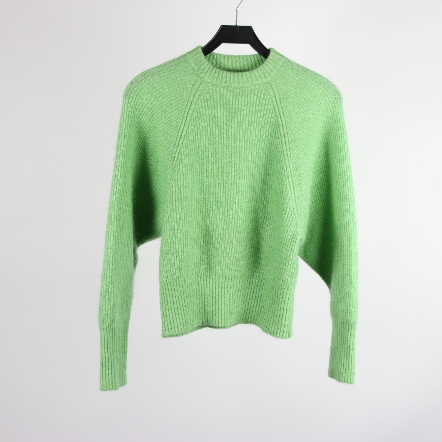 Stickad ulltröja, H&M, grön, 34% mohair, stl. 34