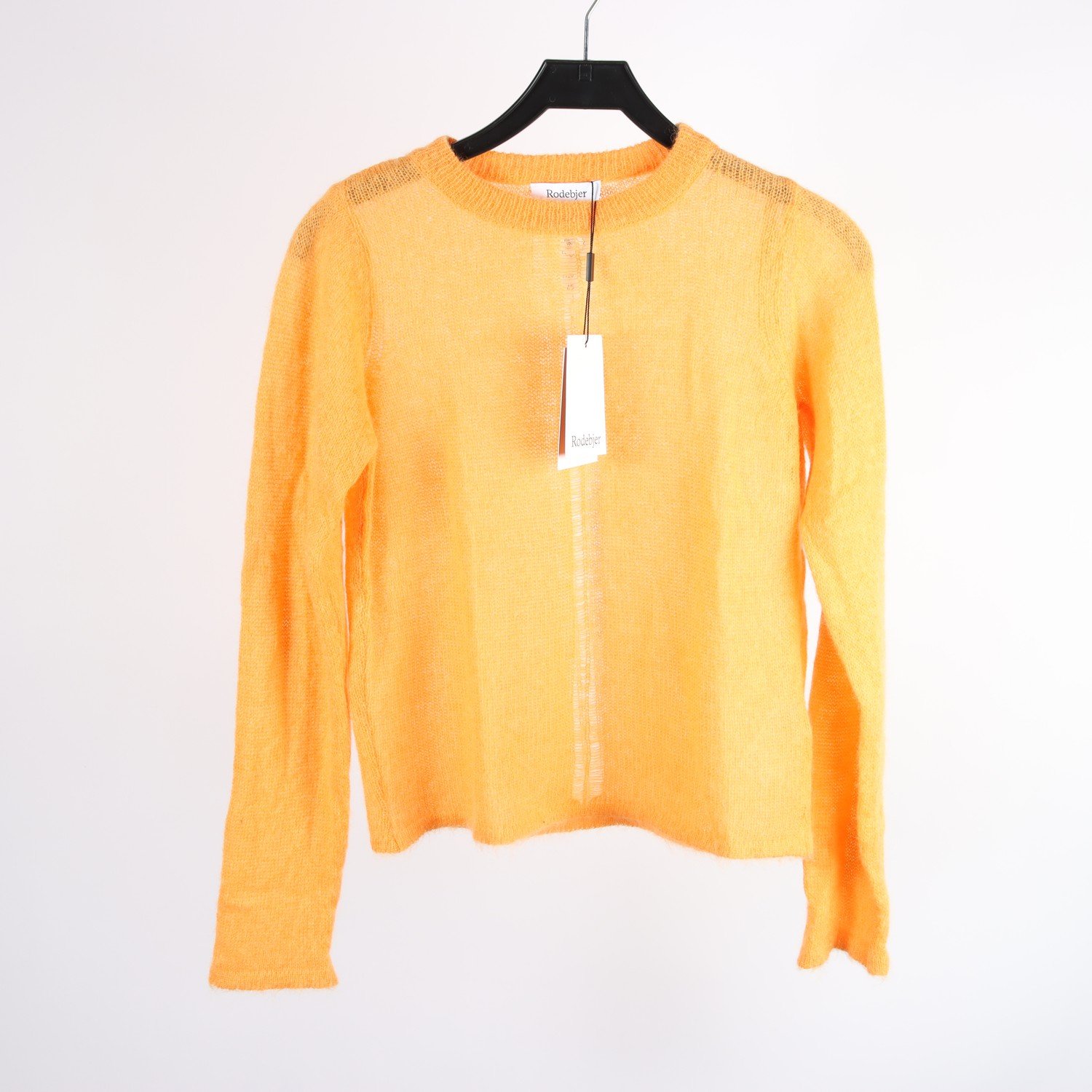 Stickad tröja, Rodebjer, orange, 35 % mohair, stl. M
