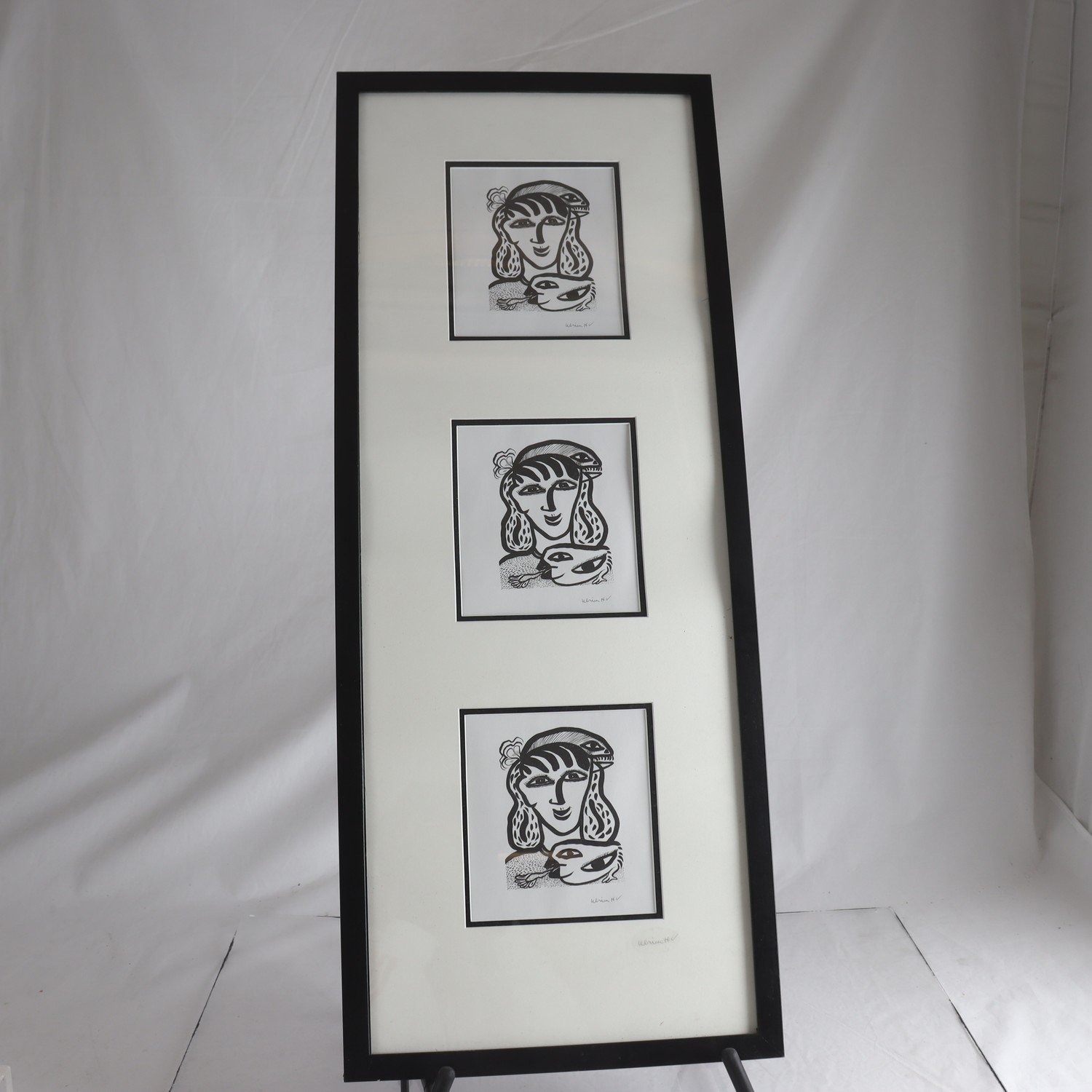 Triptyk, litografiskt tryck, sign. Ulrica Hydaman Vallien, (1938-2018) End avh.