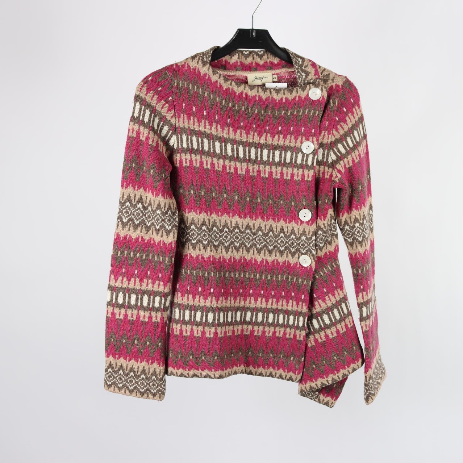 Stickad kofta, Jumper Fabriken , mönstrad, 100% ull, stl. XS