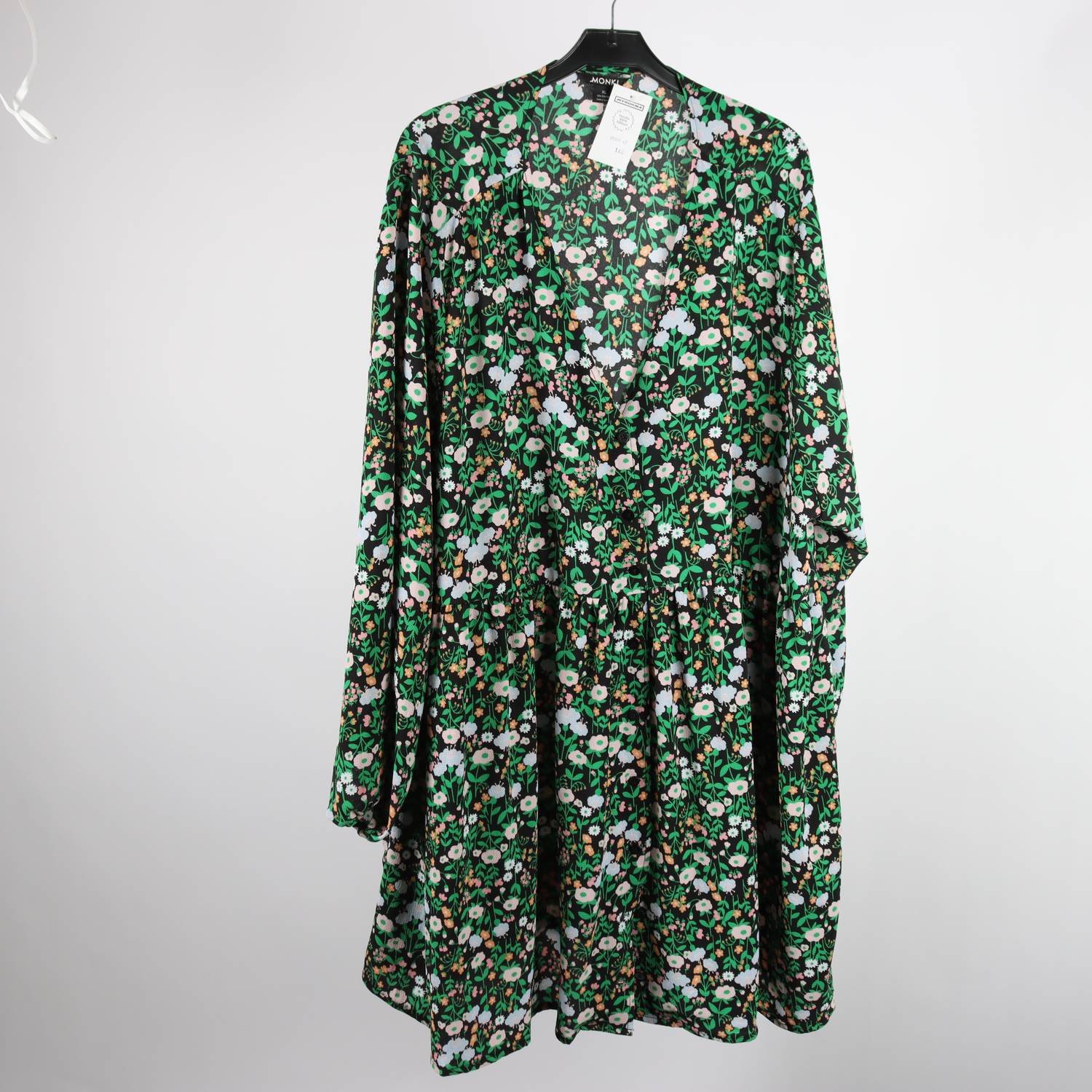 Klänning, Monki, grön, blommig, stl. XL
