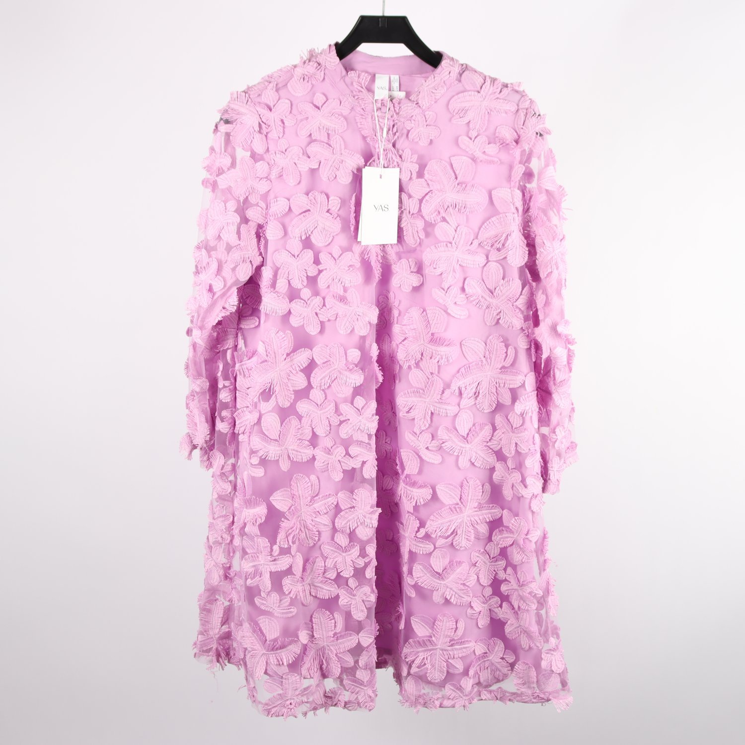 Klänning, YAS, rosa, 3D blommor, stl. 38