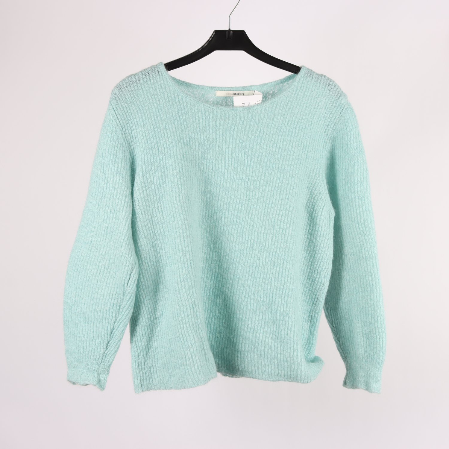 Stickad tröja, Sibin Linnebjerg, turkos, 46% mohair, stl. M
