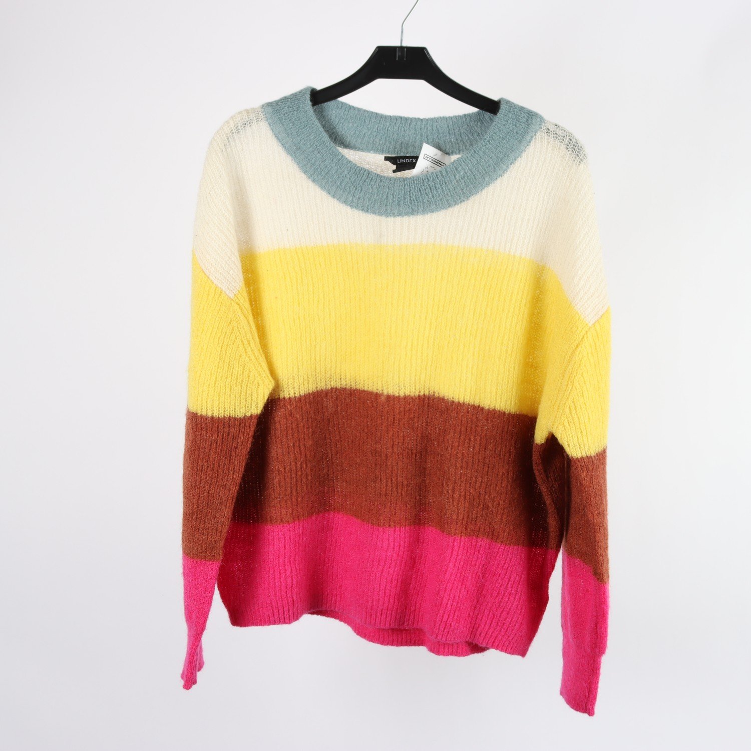 Stickad tröja, Lindex, randig, 30% mohair, stl. S