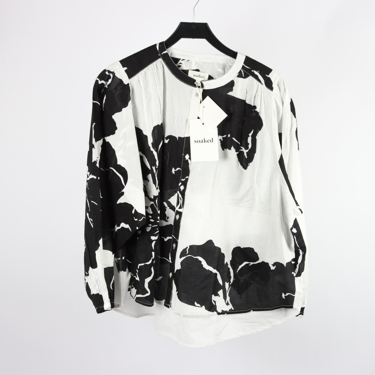 Blus, Soaked, svart/vit, 100% bomull, stl. L
