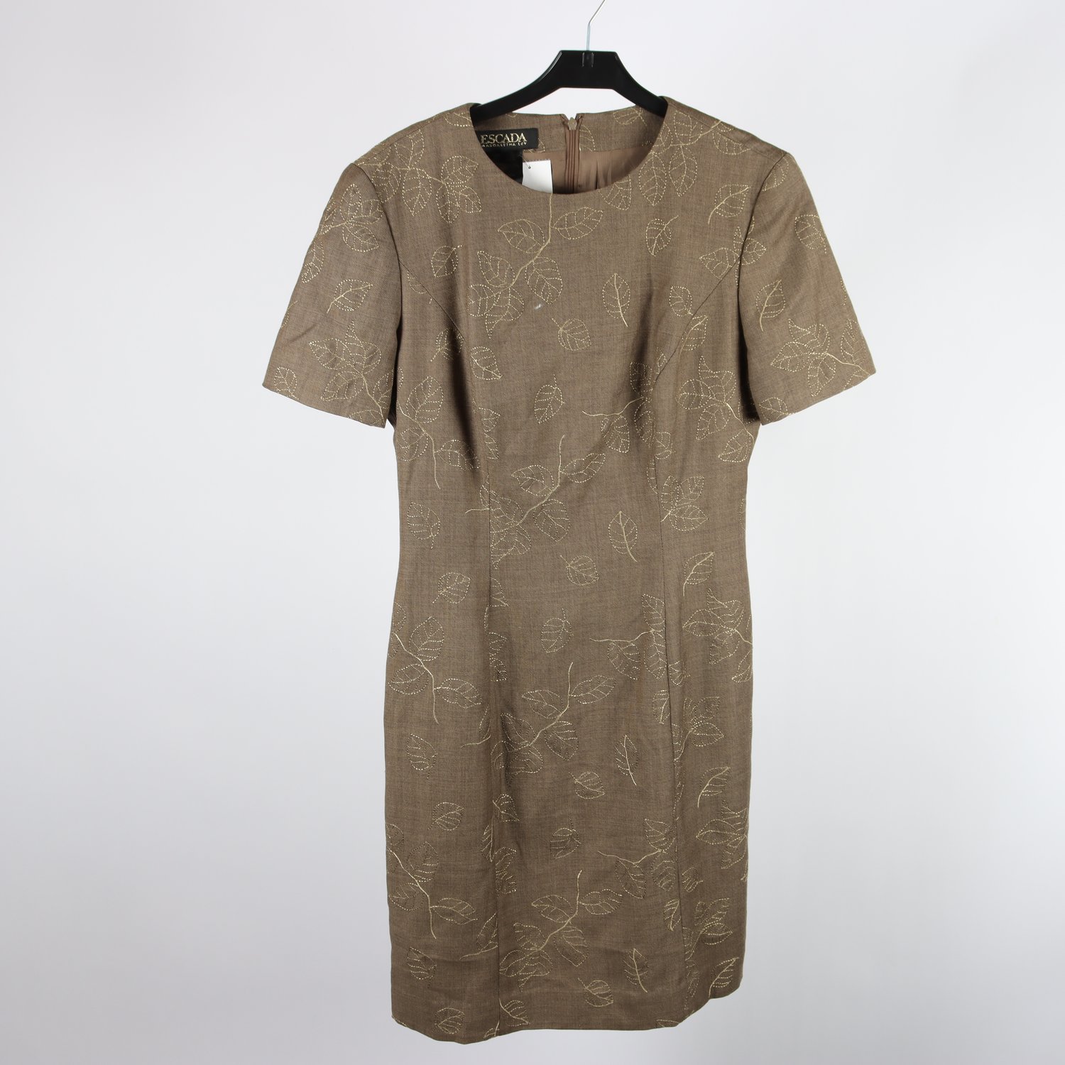 Klänning, Escada, Margaretha Ley, brun, broderi, 72% ull, stl. 38