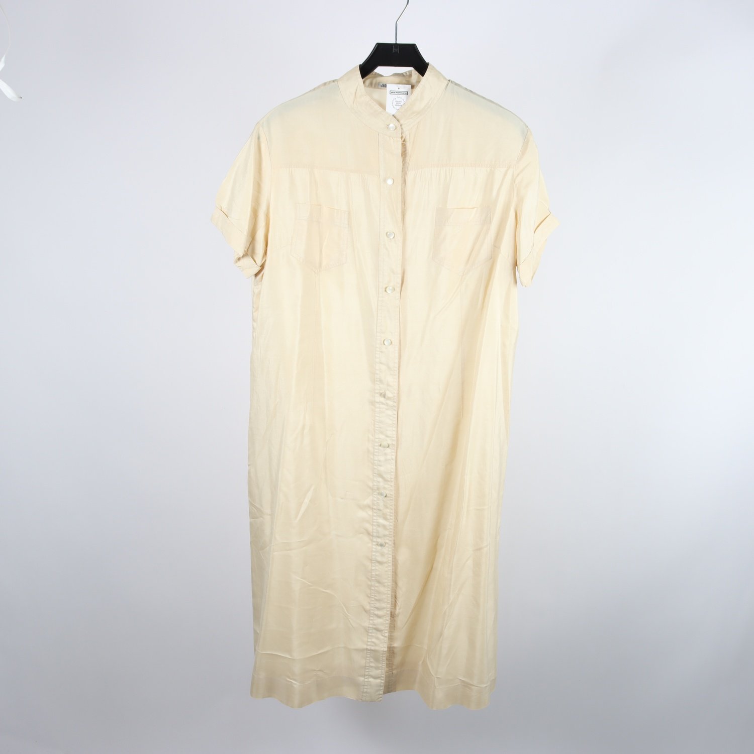 Sidenklänning, vintage, ljusbeige, 100% siden, stl. ca M/L