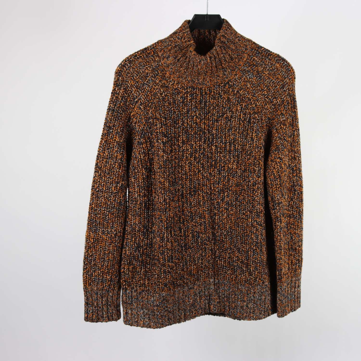 Stickad tröja, Arket, orange, svart, 64% ull, stl. S
