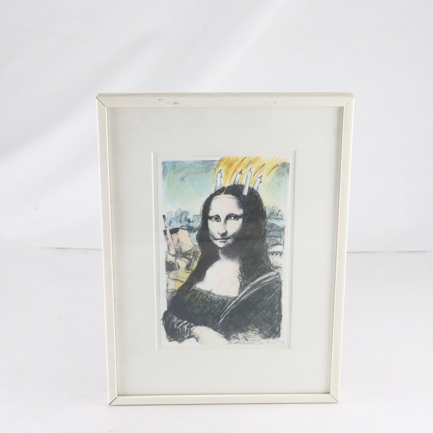 Färglitografi, Mona Lisa som Lucia, Jussi Taipaleenmäki. Samfraktas ej.