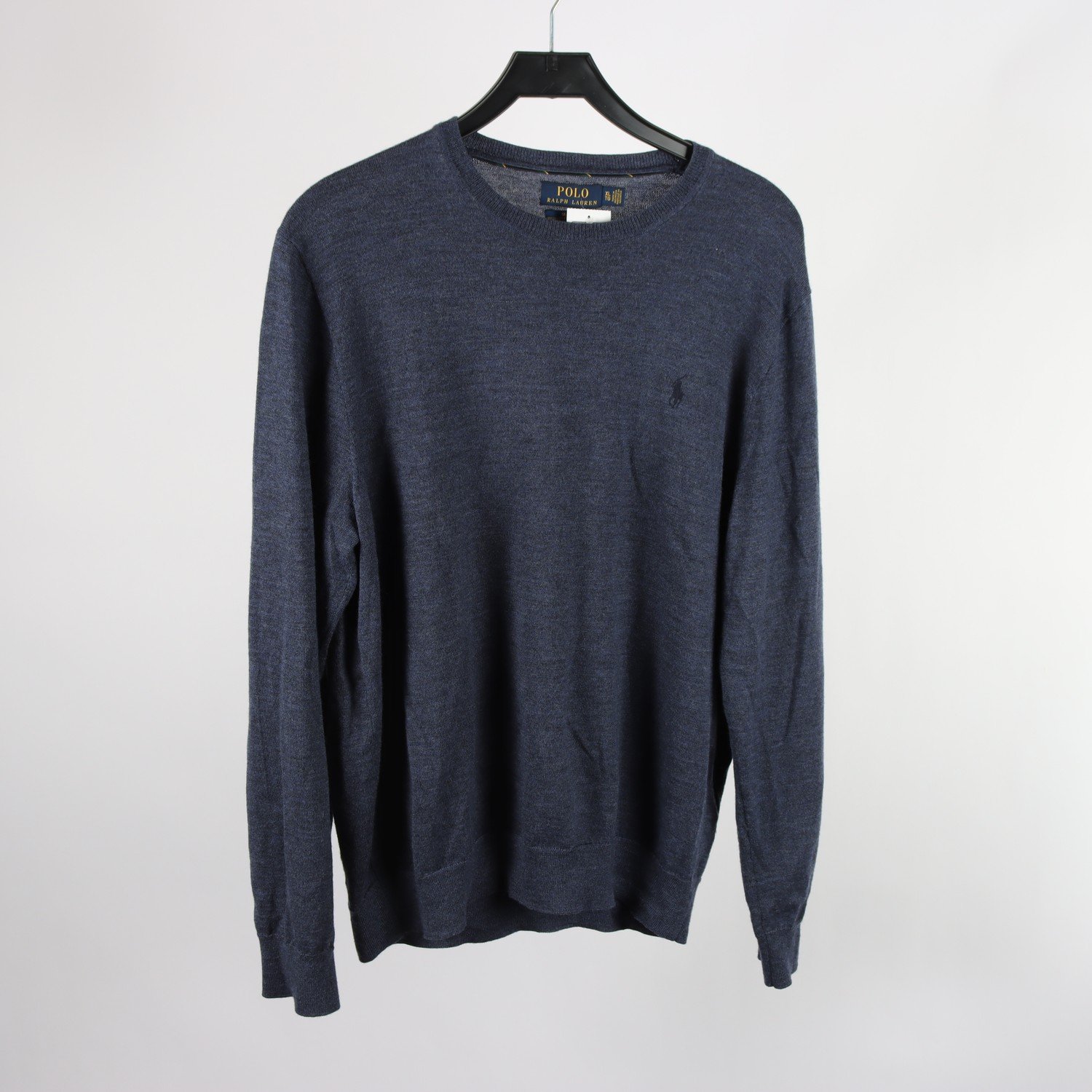 Stickad tröja, Polo Ralph Lauren, blå, 100% ull, stl. XL