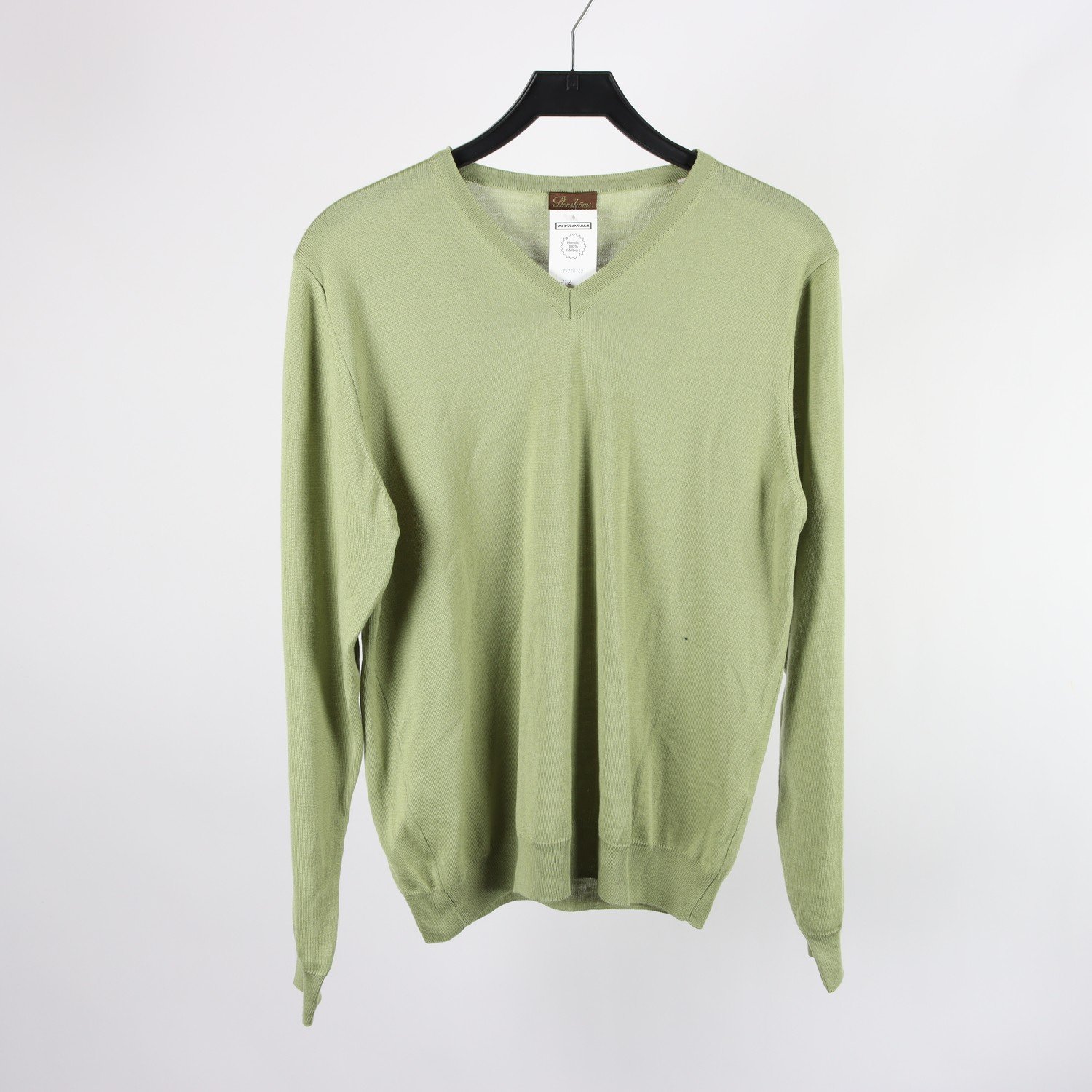 Stickad tröja, Stenströms, grön, 100% merino ull, stl., M