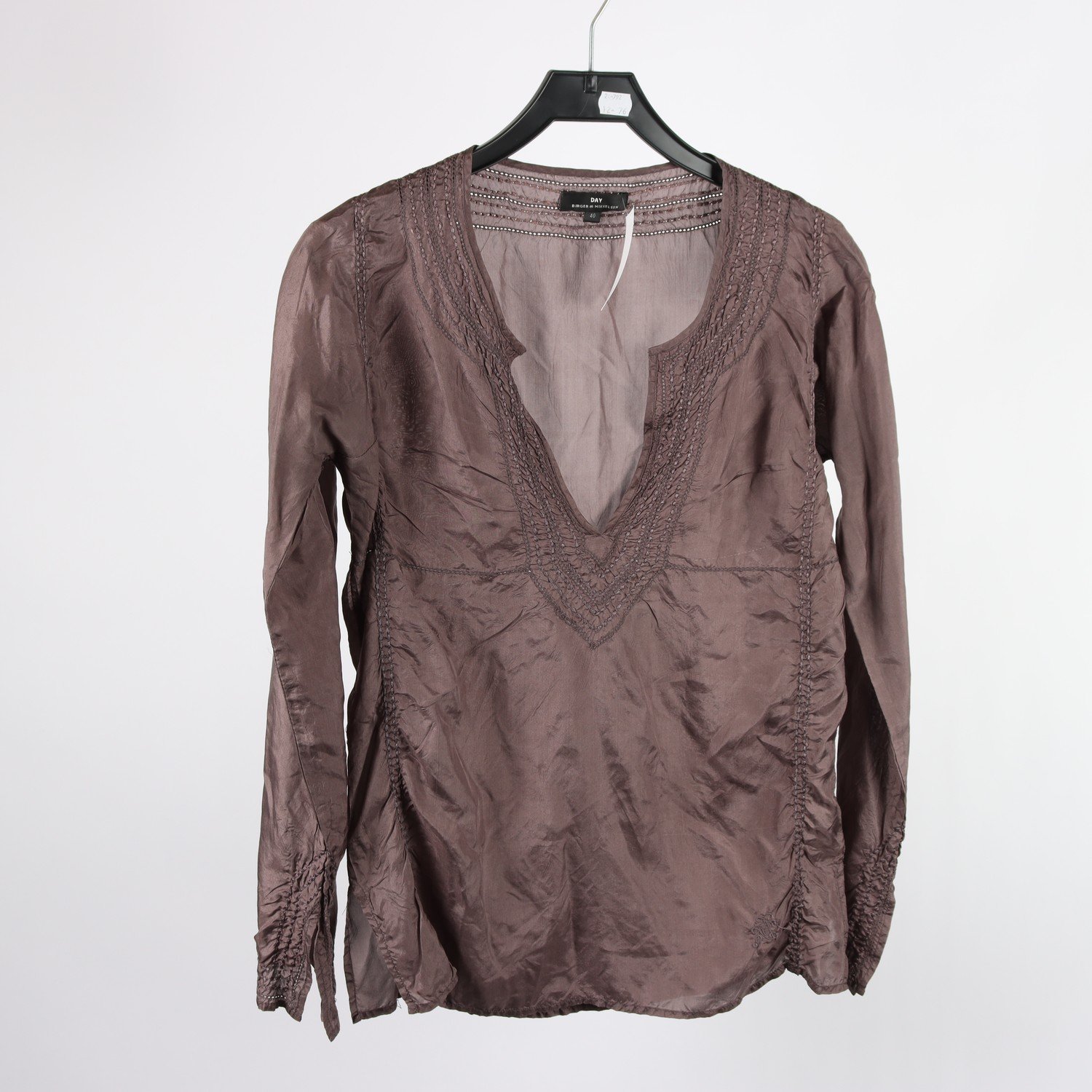 Siden blus, DAY Birger&Mikkelsen, brun, 100% siden, stl. 40