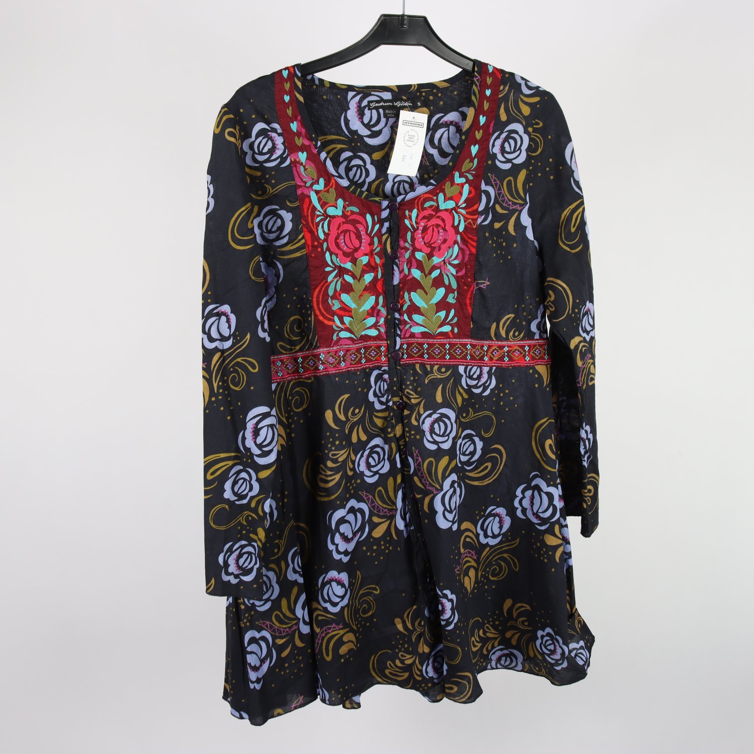 Klänning, Gudrun Sjödén, mönstrad, blå, broderad, stl. S