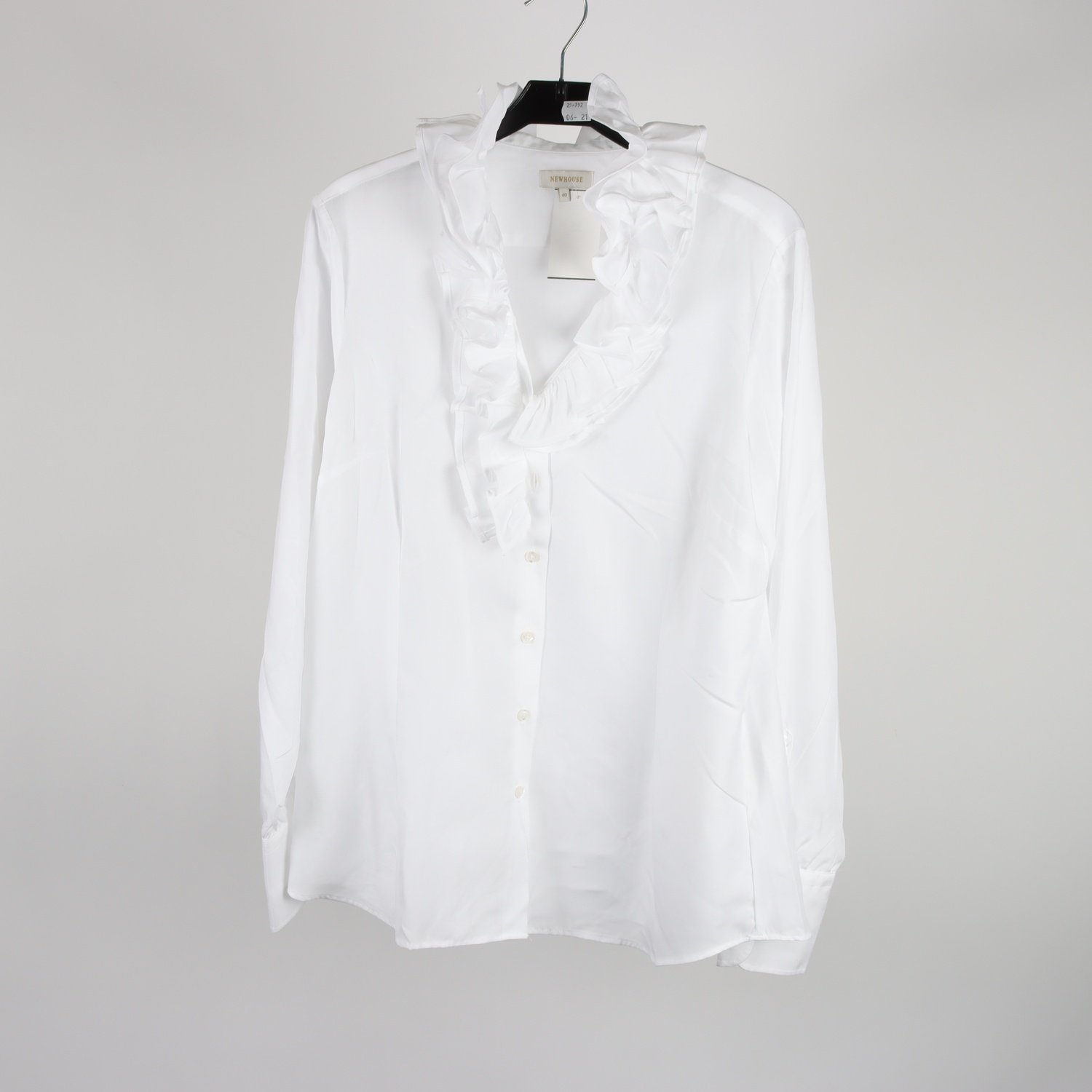 Blus med volang, New House, vit, stl. 40