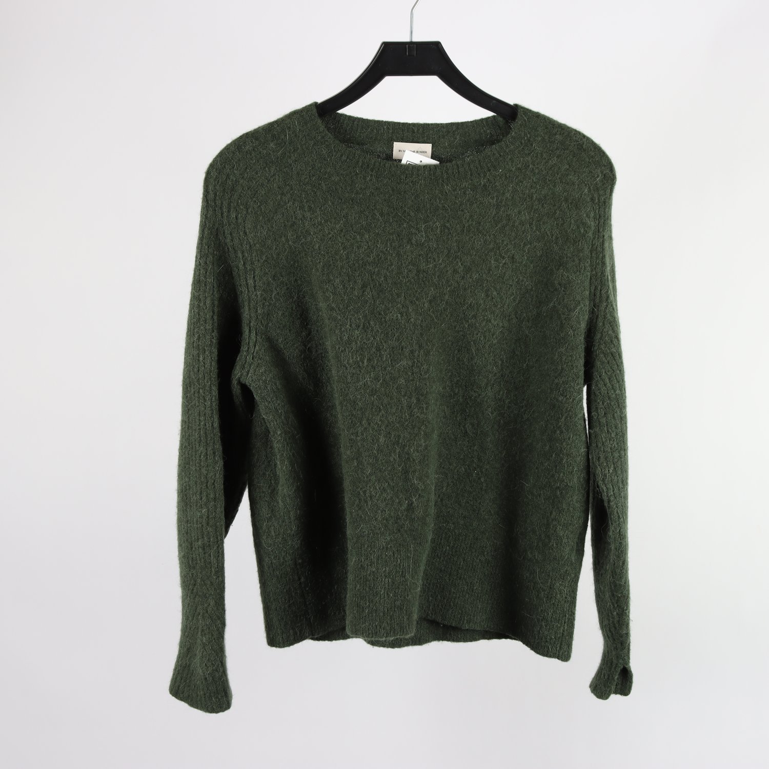 Stickad tröja, By Marlene Birger, grön, 32% alpacka, stl. S