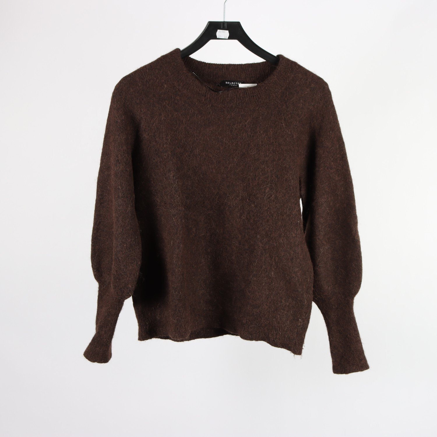 Stickad tröja, Selected femme, brun, 39% alpacka, stl. M