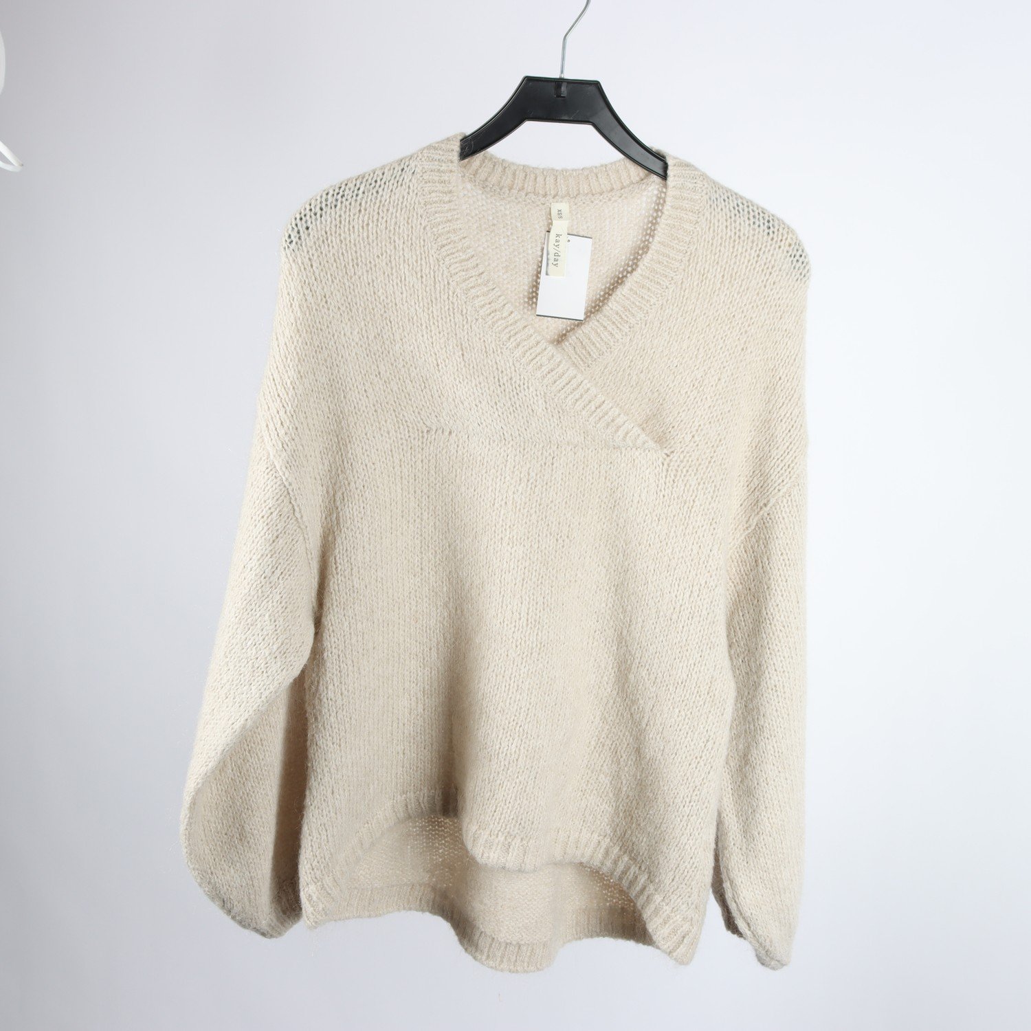 Stickad tröja, Kay/day, beige, 18% mohair, stl. XS/S