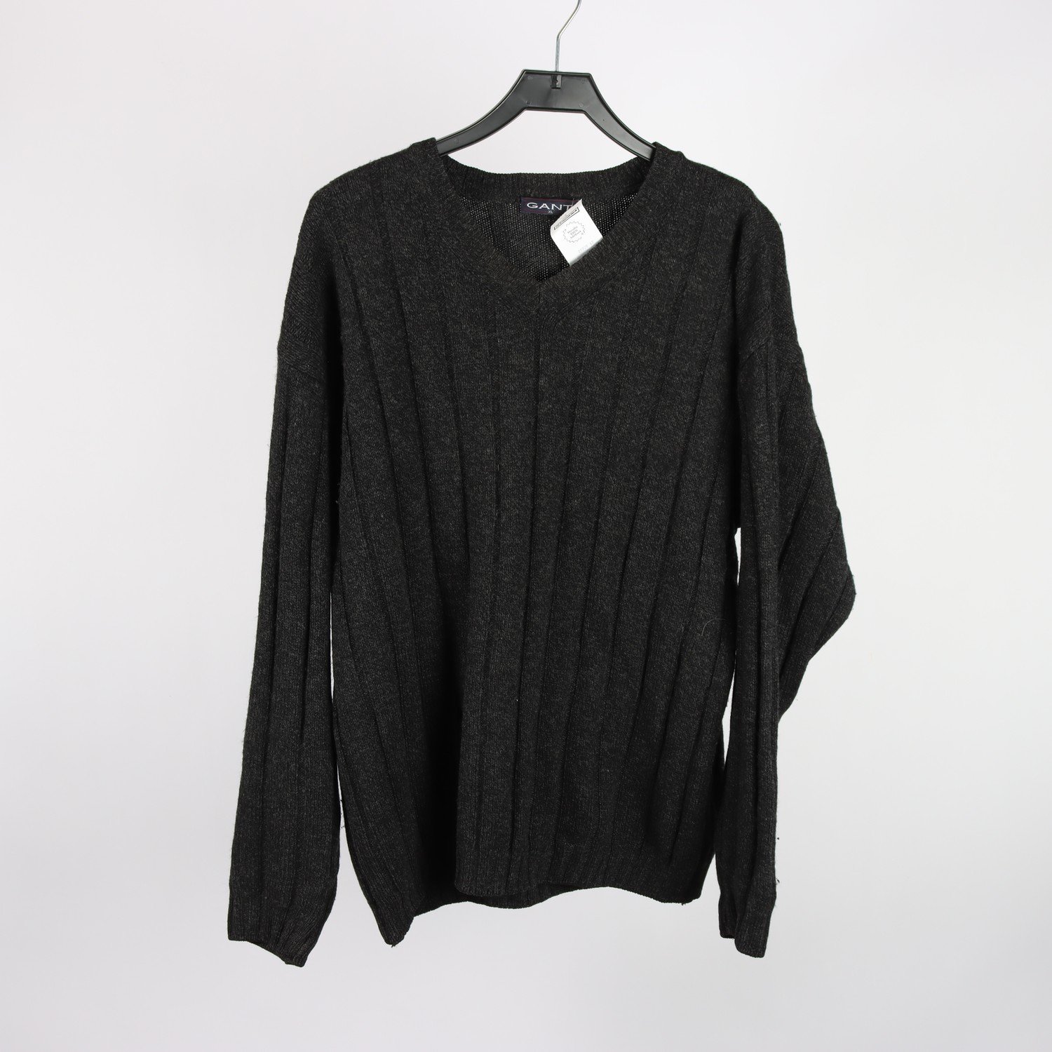 Stickad tröja, Gant, gråmelerad, 100% ull, stl. XL
