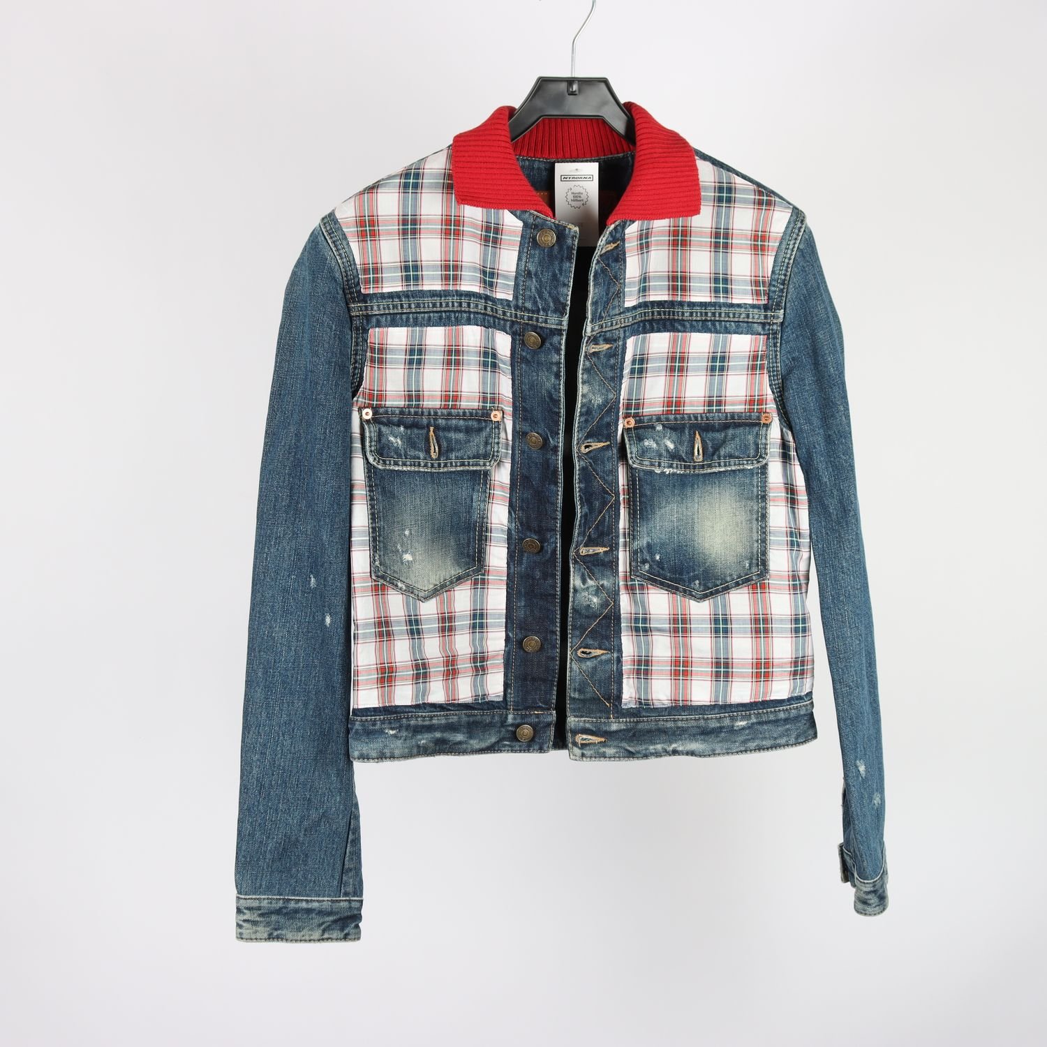 Jeansjacka, Dsquared, rutig/blå, stl. 48