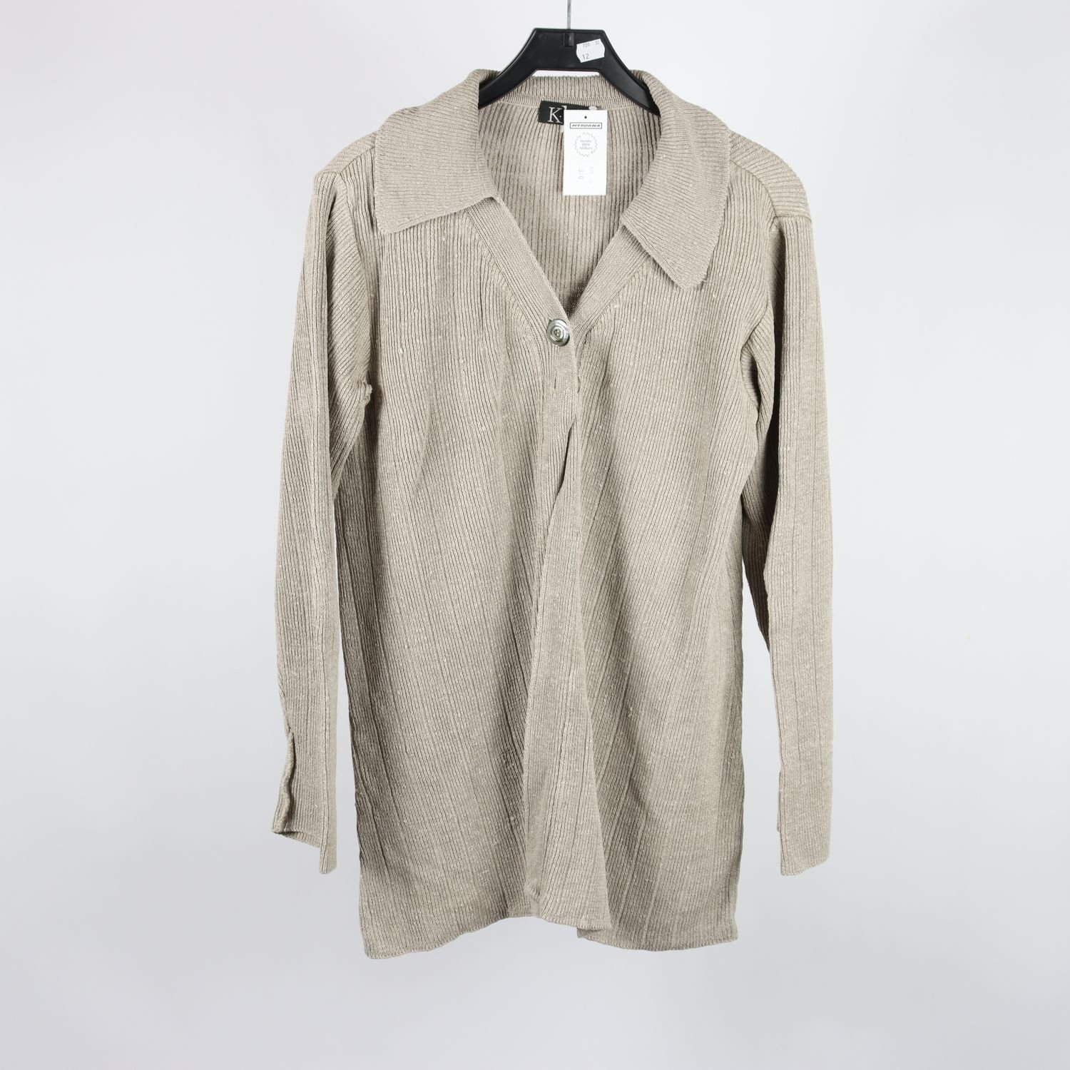 Stickad kofta, K.U.S, beige, 100% lin, stl. M