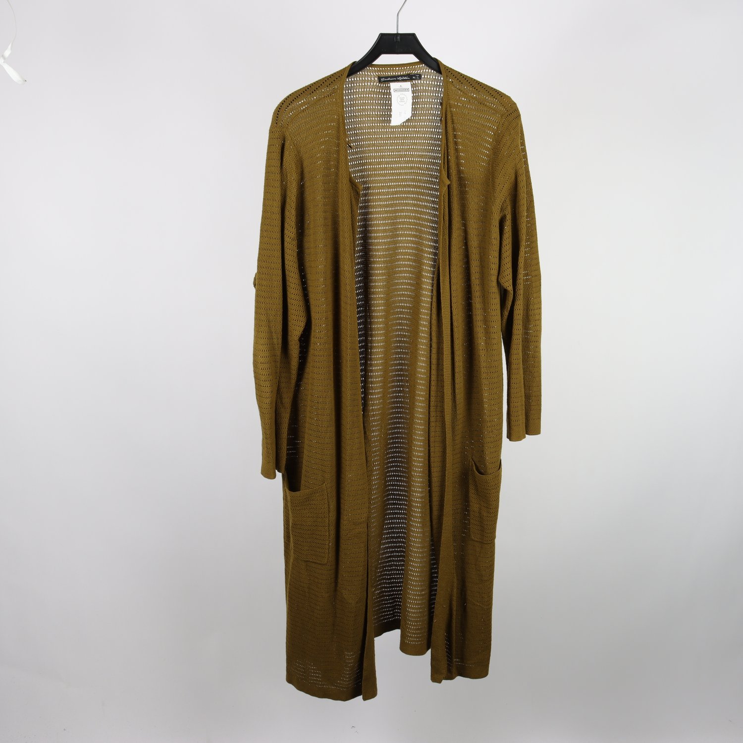 Stickad kofta, Gudrun Sjödén, grön, lång, stl. XL