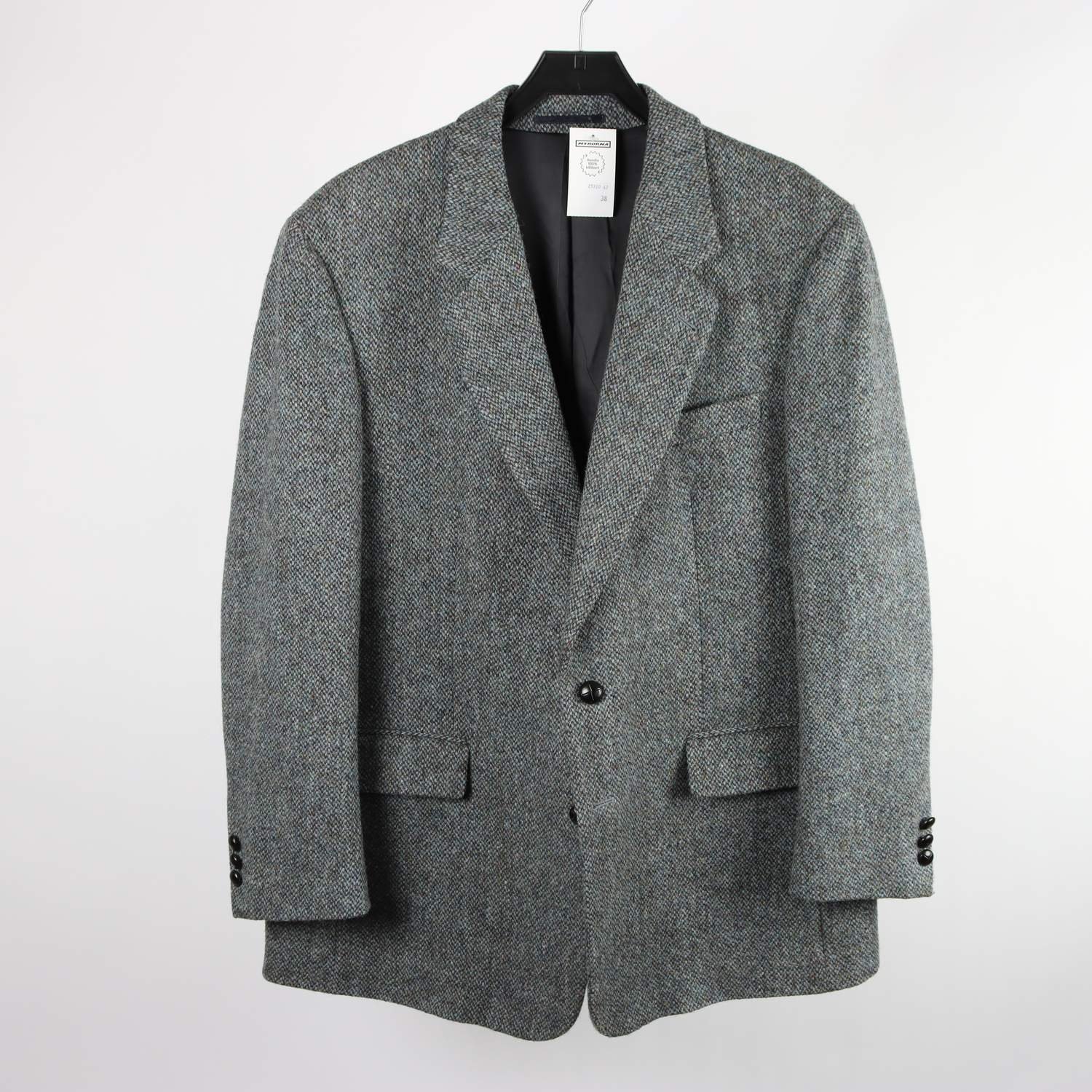 Ullkavaj, Harris tweed, grå/blå/grön, stl. 56