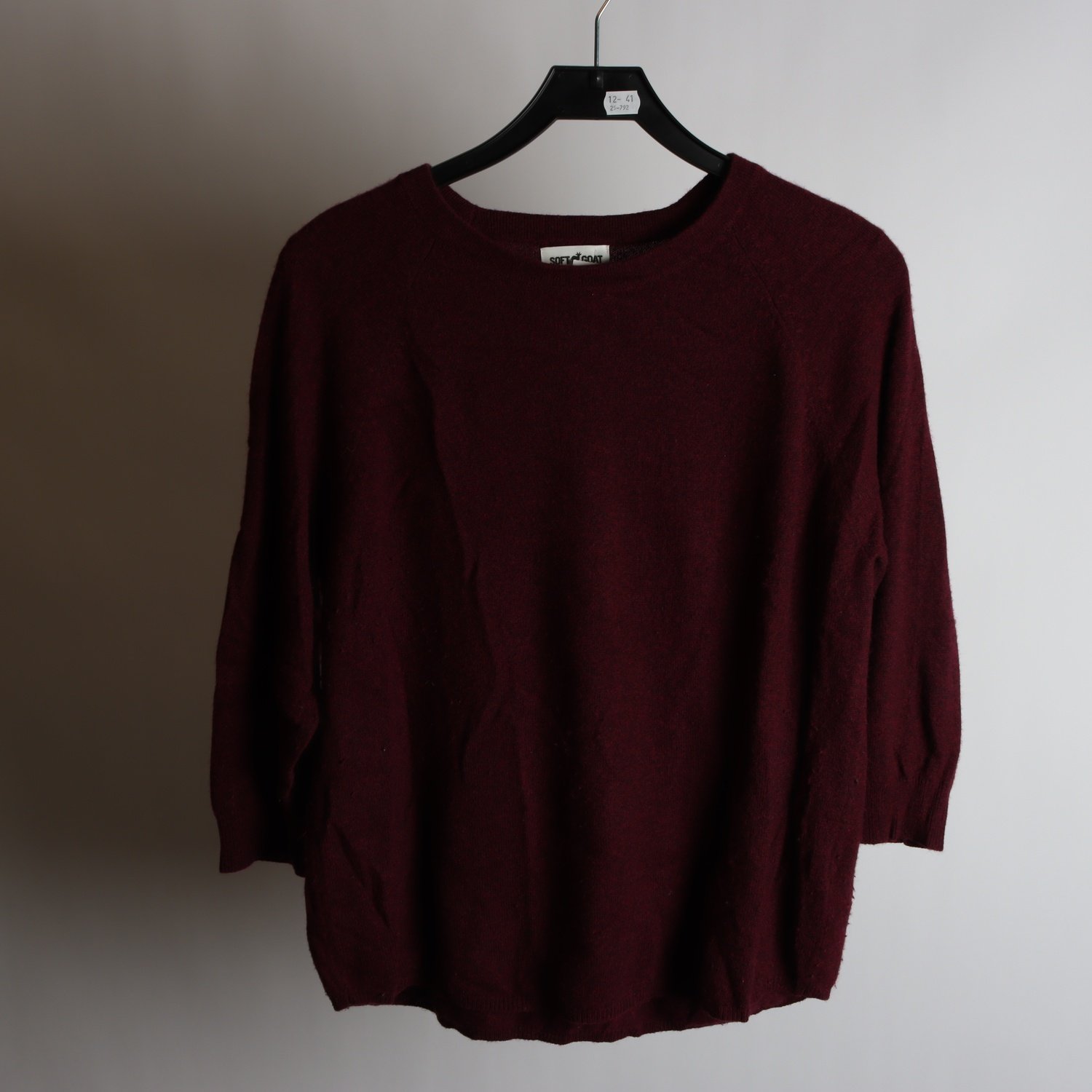 Stickad tröja, Soft Goat, vinröd, cashmere, stl. L