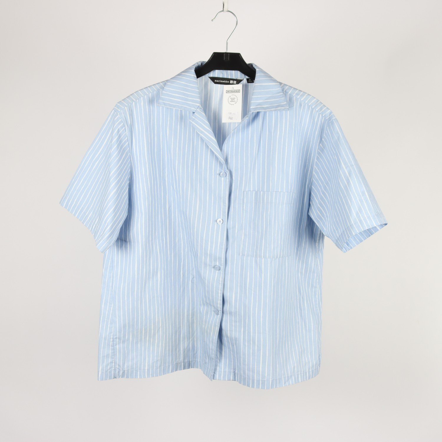 Blus, Marimekko, randig, vit, blå, stl. M