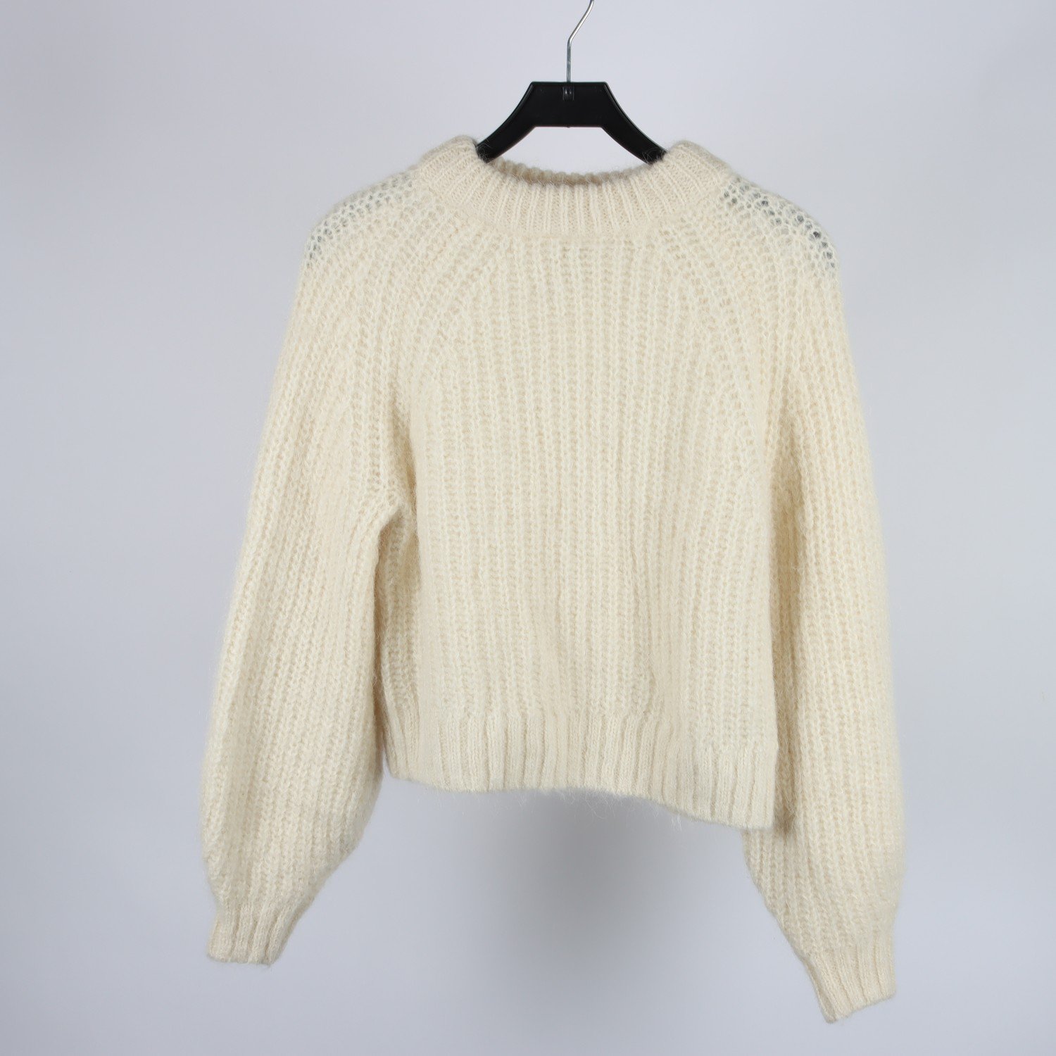 Stickad tröja, H&M, offwhite, alpaca, stl. S