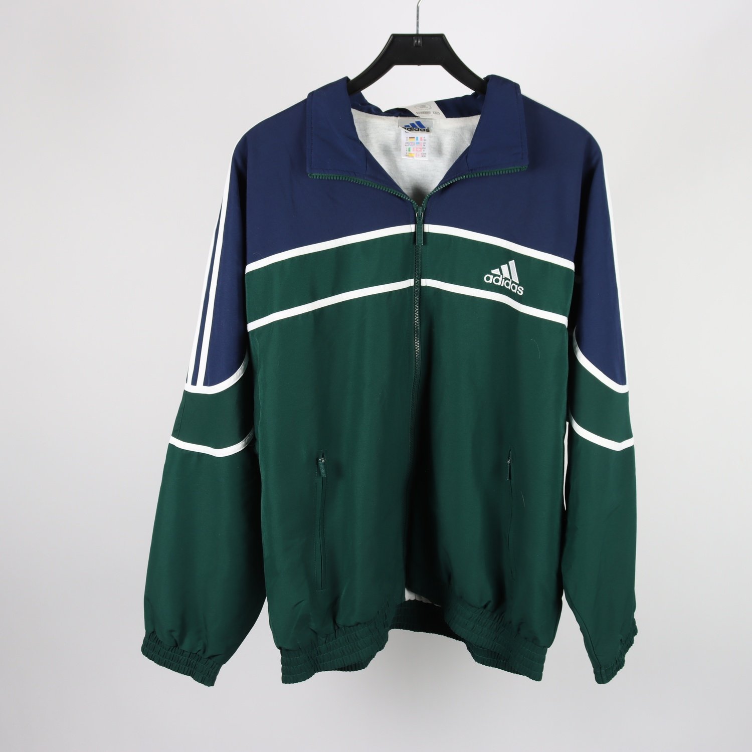 Träningsjacka, Adidas, blå, grön, stl. M