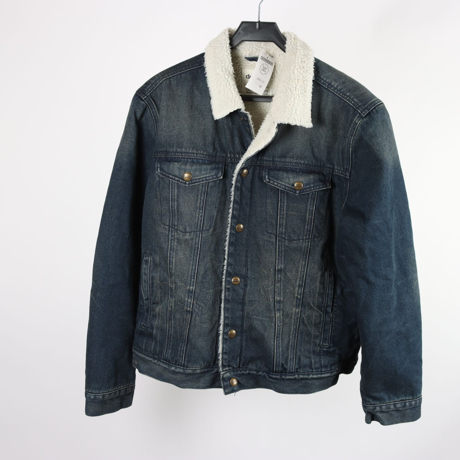 Sherpa jacka, dobber, Blå, fodrad denim, stl. M