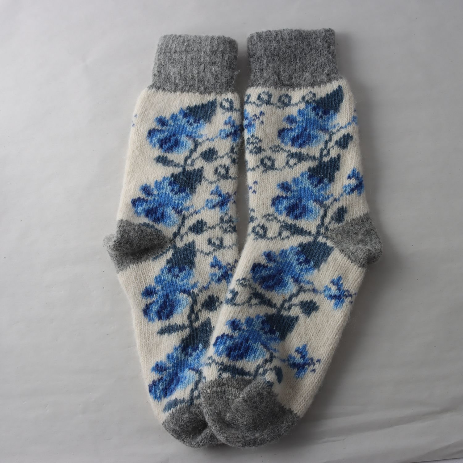 Ullsockor, Okänd, blå, vit