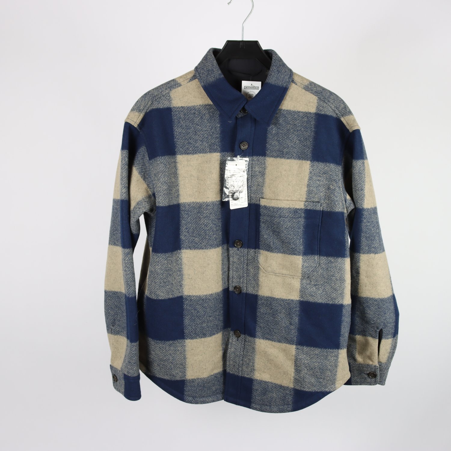 Skjortjacka, Uniqlo, rutig, grå, blå, stl. S