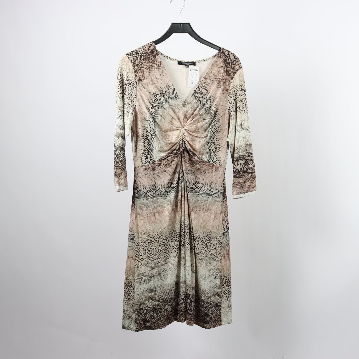 Klänning, Ilse Jacobsen, brun, ormskinnsmönstrad, trikå, stl. XL