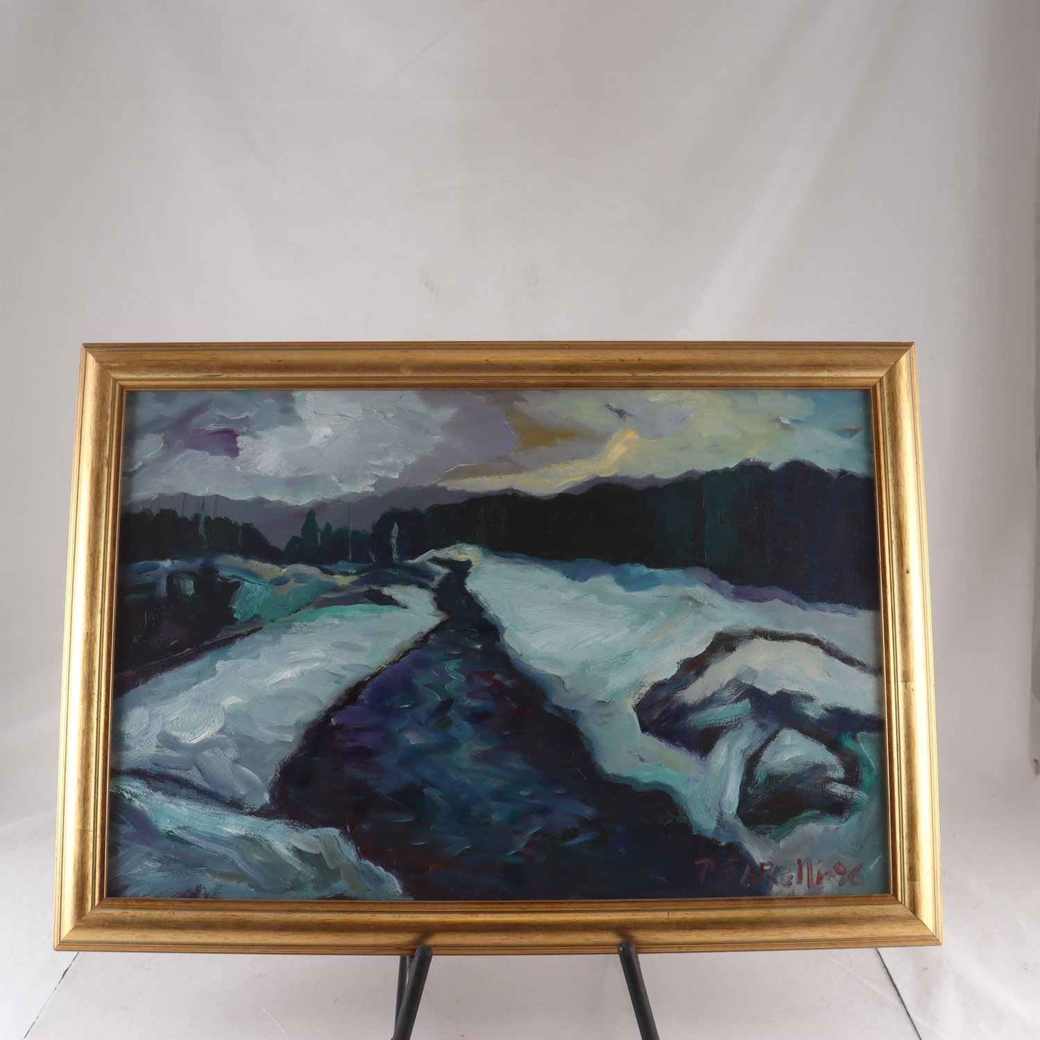 Oljemålning, Vinterlandskap, Paavo Sarelli (1923), 1996, Finland. End avhämtni.