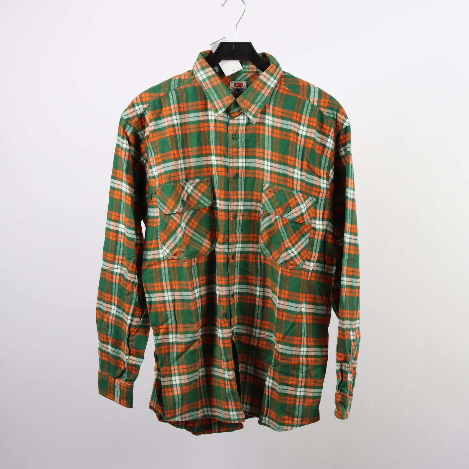 Skjorta, Levi Strauss & Co, grön & orange, rutig, stil. L