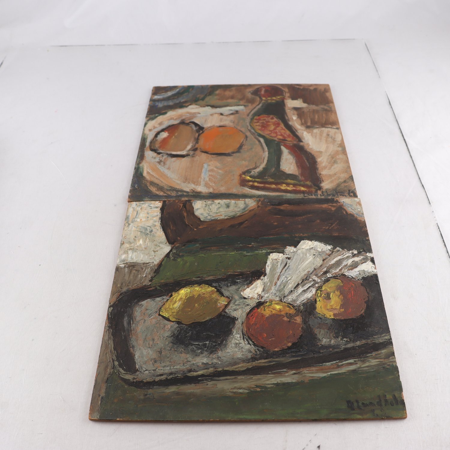 Oinramade oljemålningar, pannå, Astri Lundholm, 10 st. Samfraktas ej