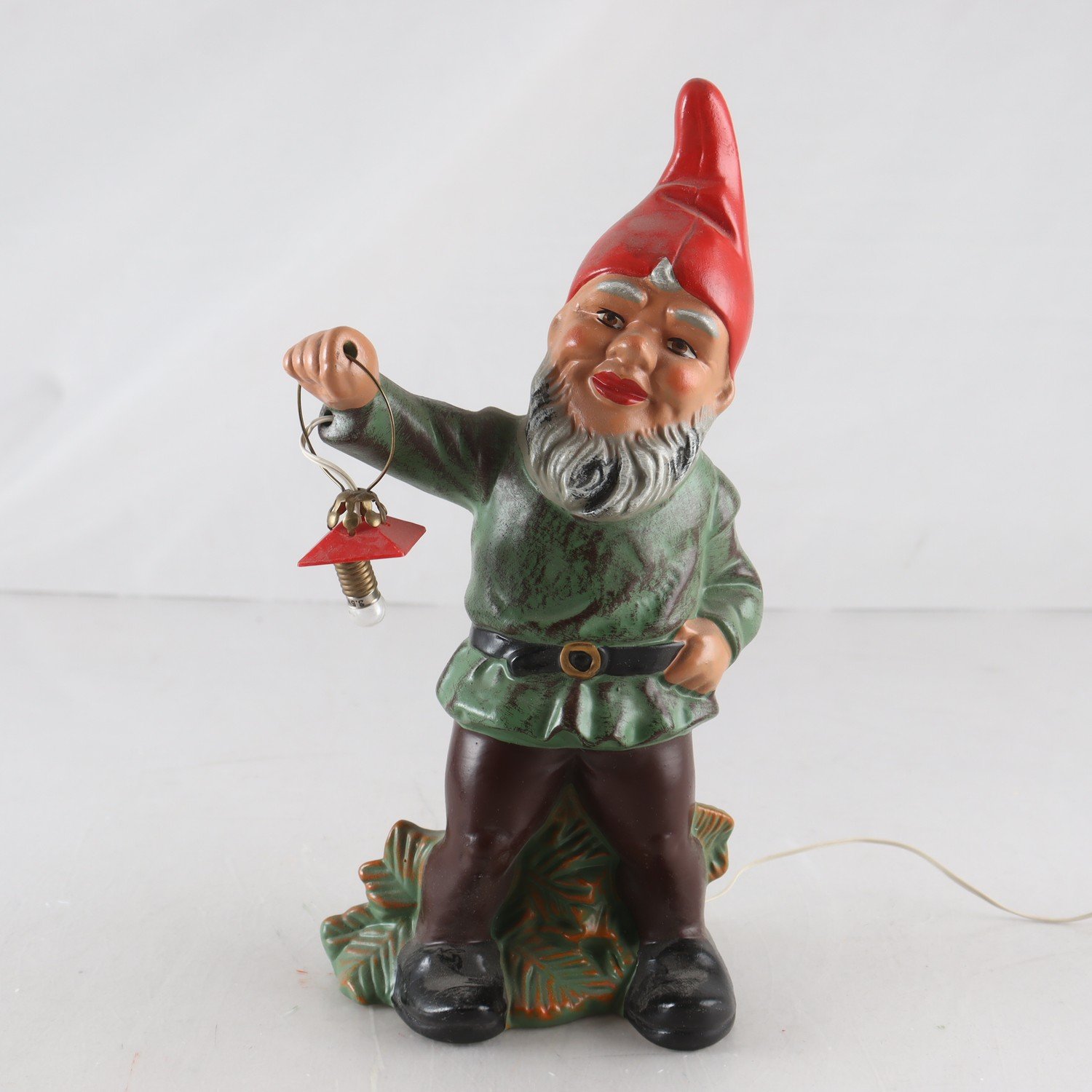 Figurin, tomte med lykta,Tyskland. Trasig